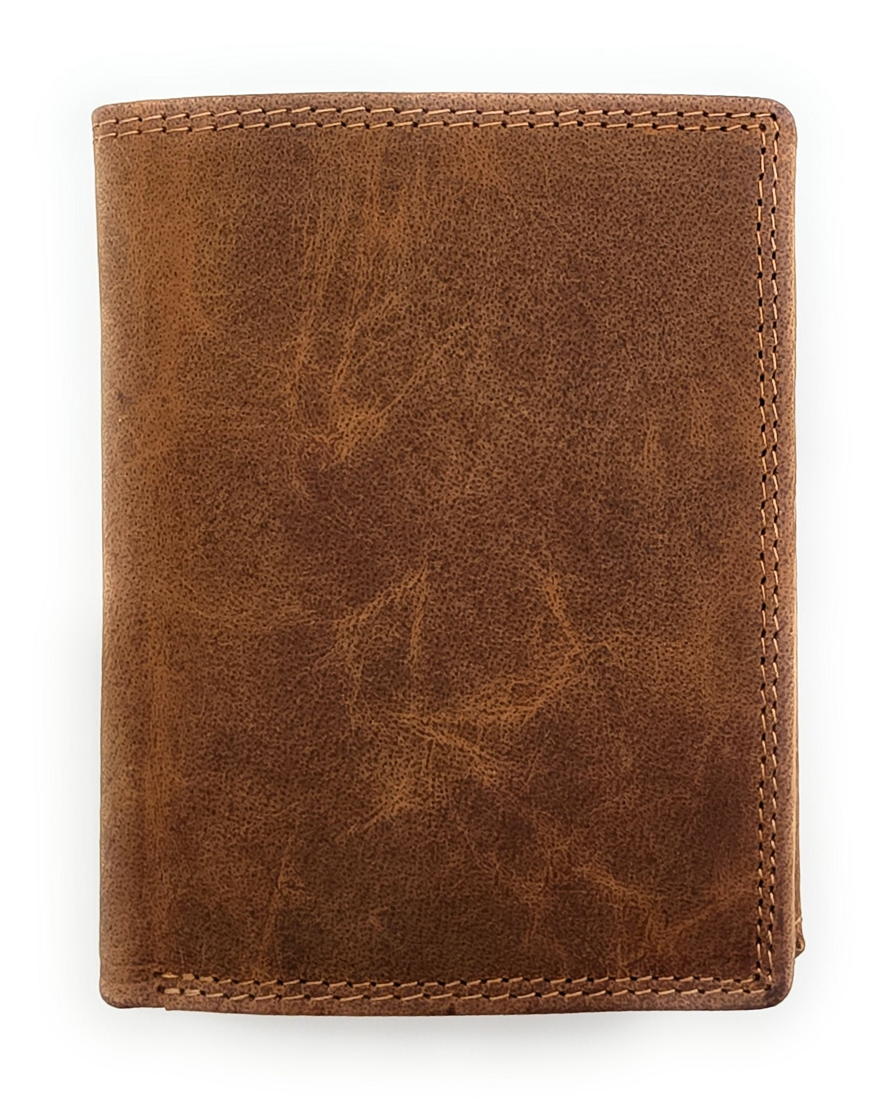 Lemasi robustes Hunterleder Portemonnaie Geldbörse RFID Blocker 19 Fächer Unisex braun