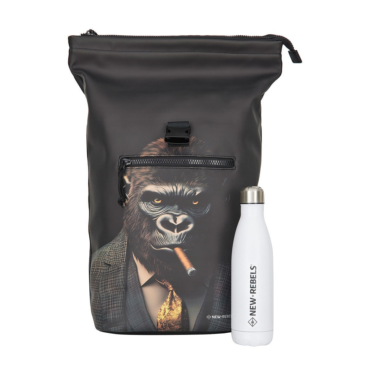 New Rebels New York Gorilla Rucksack – Rolltop, wasserabweisend, 15" Laptopfach