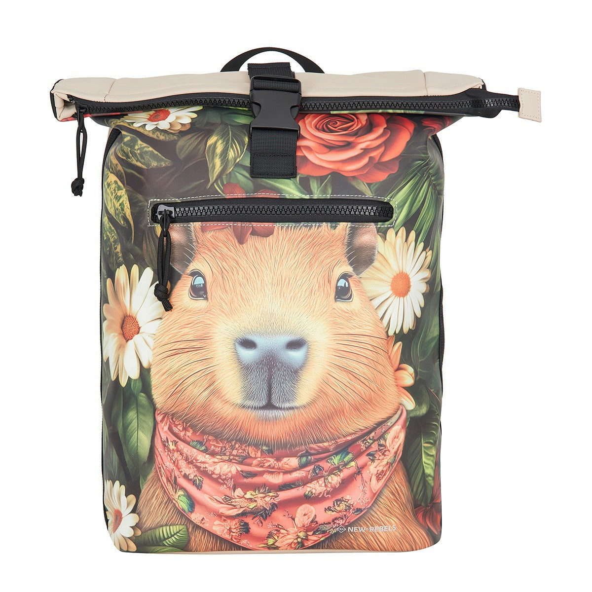 New Rebels New York Capybara Rucksack – Rolltop, wasserabweisend, 15" Laptopfach
