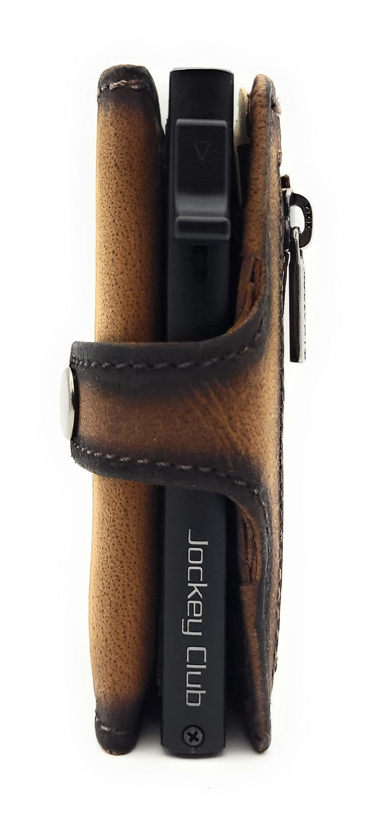 Jockey Club Slim Wallet ClipX RFID – Leder Geldbörse mit Münzfach Braun