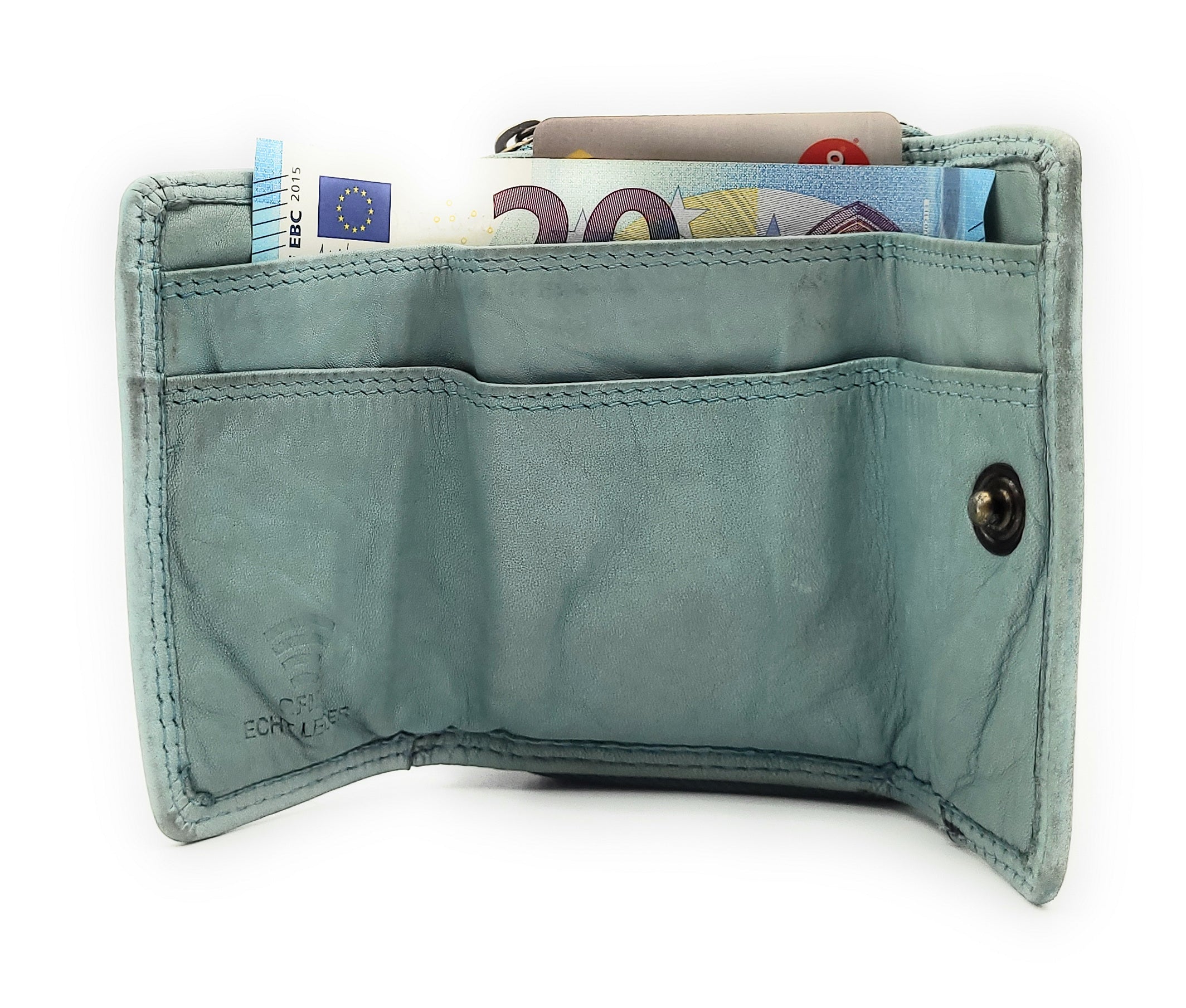 Hill Burry Mini echt Leder Damen Geldbörse Portemonnaie RFID Schutz Waschleder hellblau