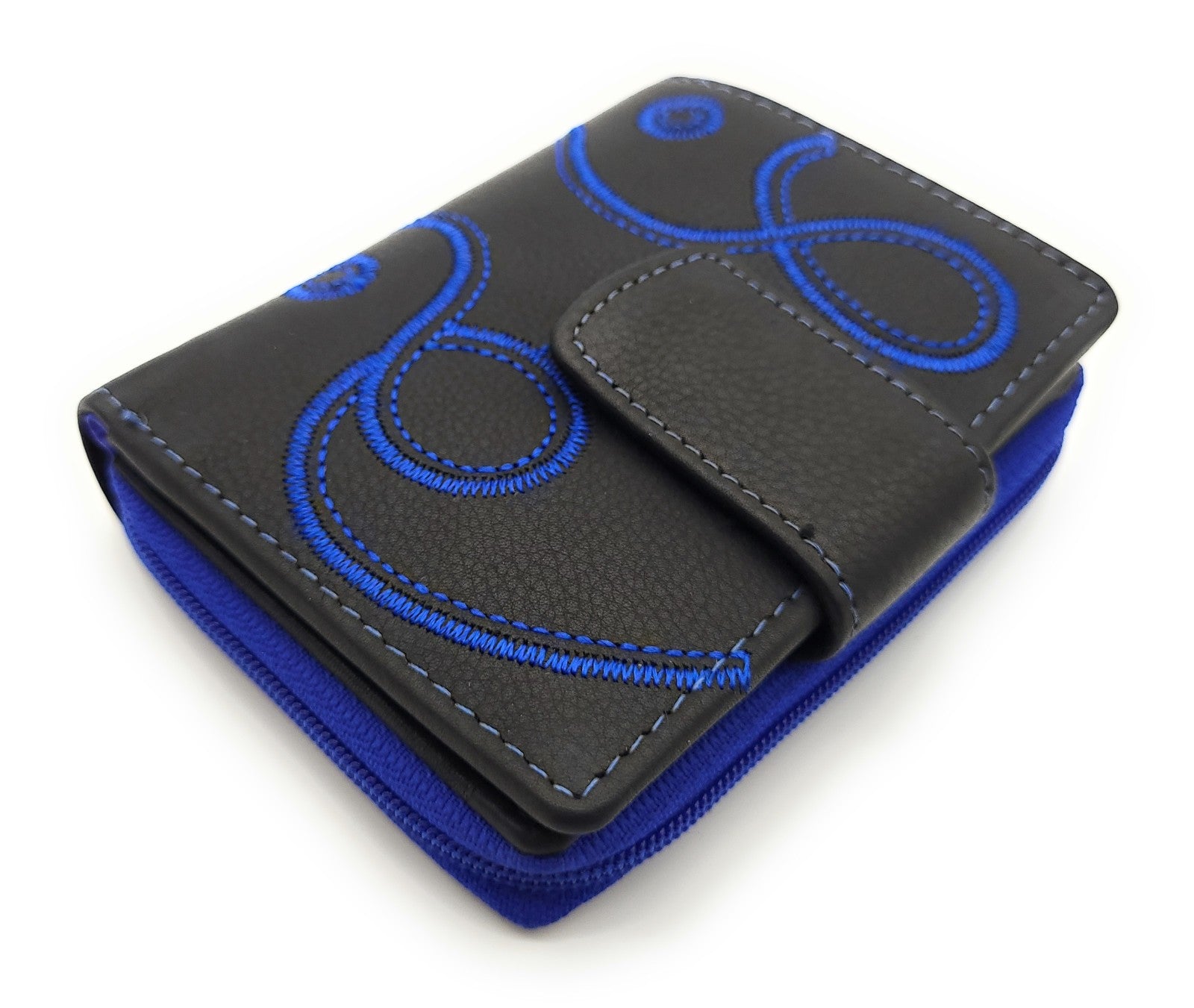 Jockey Club Damen Geldbörse Loop RFID Schutz - Echt Leder Klein Schwarz Royalblau