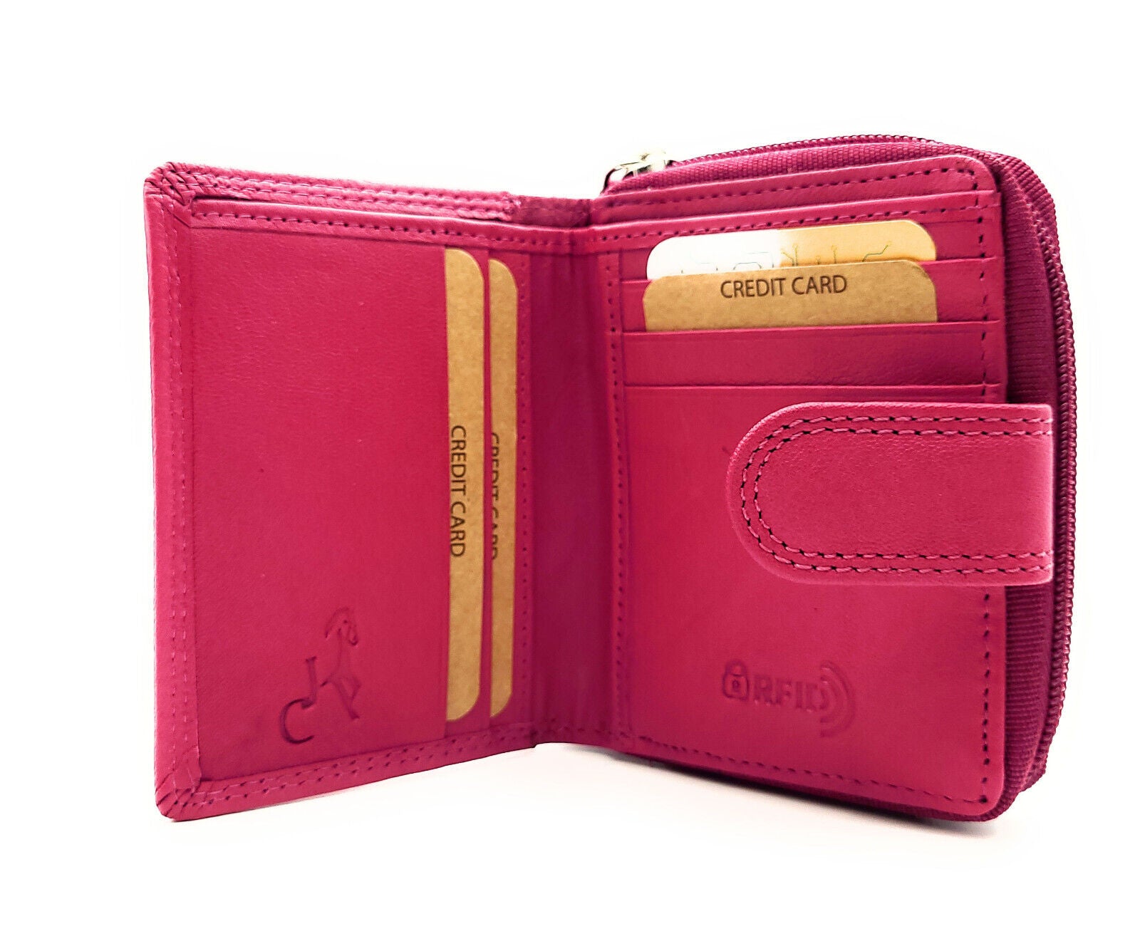 Jockey Club Basic echt Leder Mini Geldbörse Portemonnaie mit RFID Schutz pink