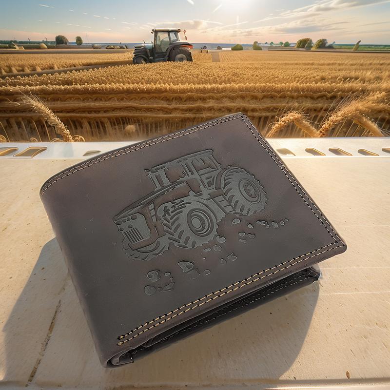 Jockey Club Basic echt Büffel Voll-Leder Geldbörse für Männer, naturbelassenes Hunterleder Portemonnaie Traktor mit RFID NFC Schutz