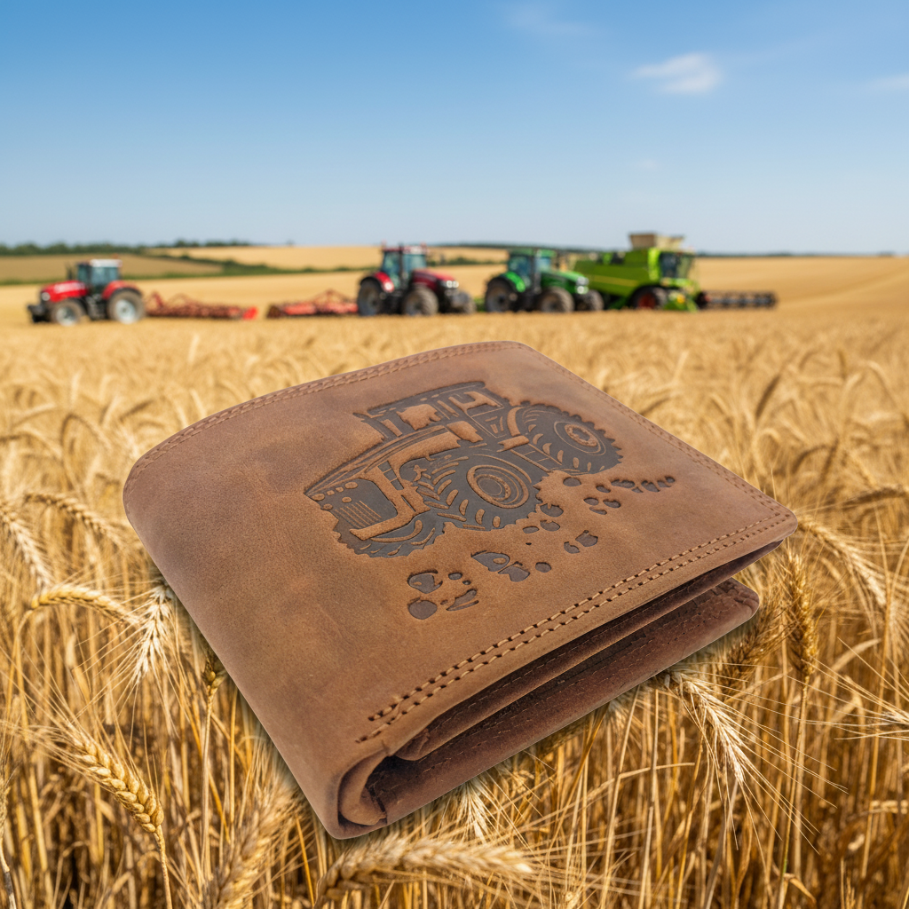 Jockey Club Basic echt Büffel Voll-Leder Geldbörse für Männer, naturbelassenes Hunterleder Portemonnaie Traktor mit RFID NFC Schutz