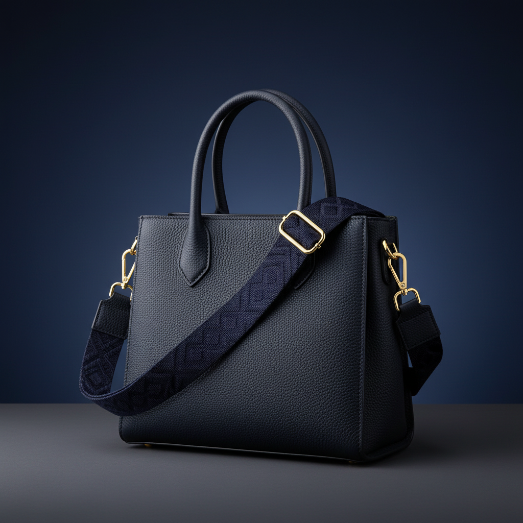 Ersatz Taschengurt Schultergurt Tragegurt Schulterriemen 4cm made in Italy navy gold