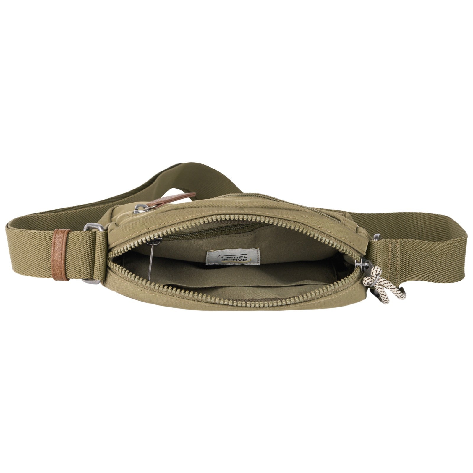 camel active Aurum Camera Bag Umhängetasche recyceltes Nylon 23cm, abwaschbar, Schulterriemen, khaki