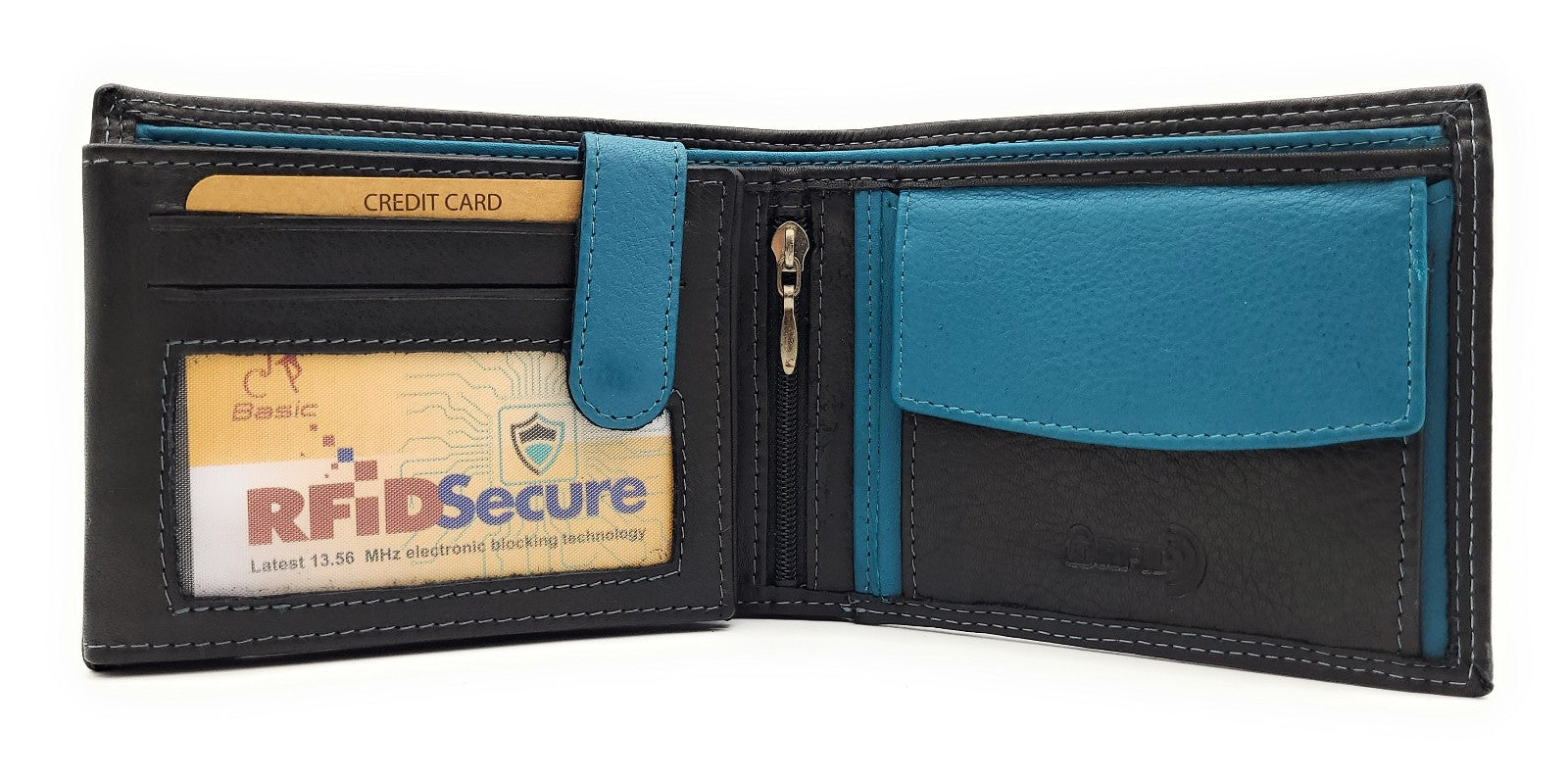 Jockey Club Basic echt Leder Geldbörse Portemonnaie RFID Schutz schwarz petrol