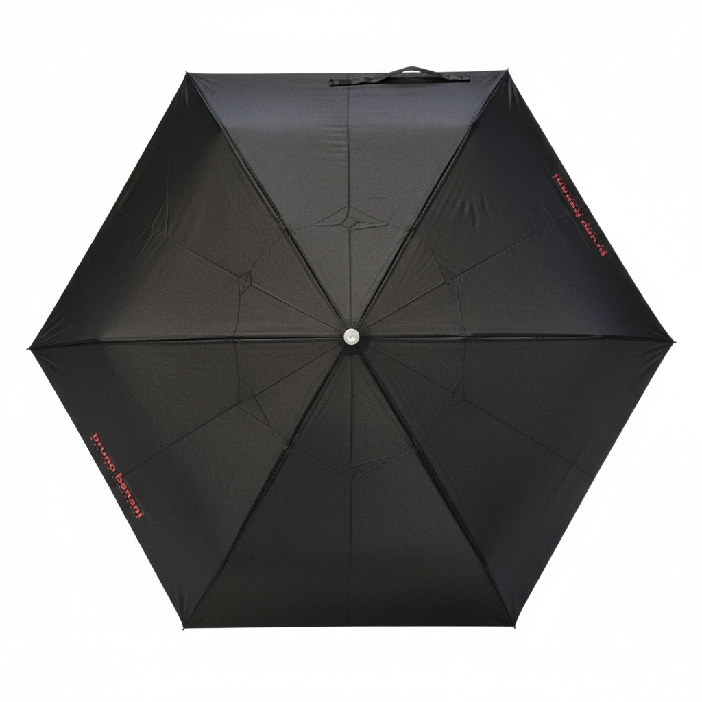 bruno banani Mini-Regenschirm – Handöffner, Stahl-Fiberglasgestell, Polyester Pongee, geriffelter Griff mit erhabenem Logo Schwarz Rot