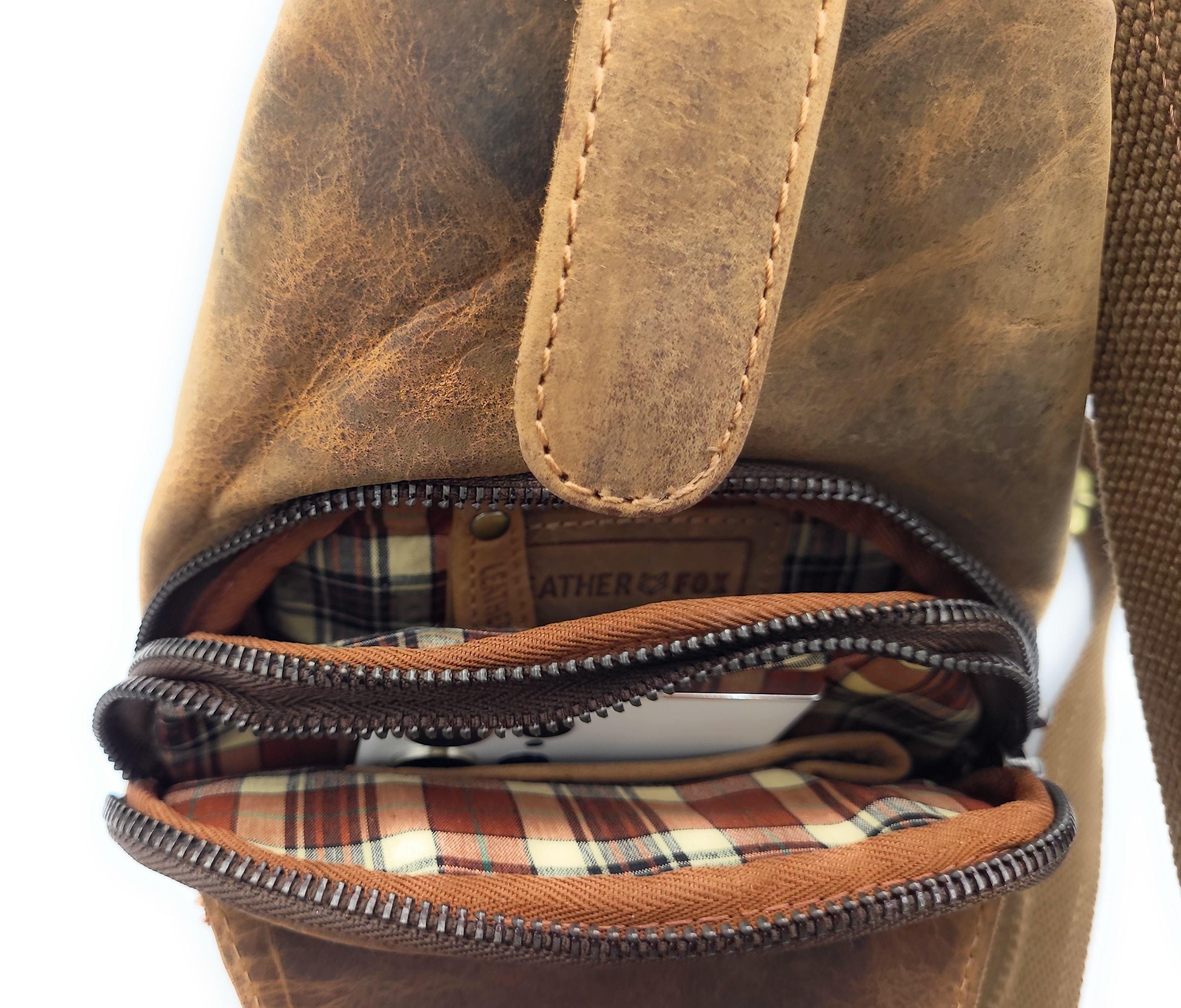 Leatherfox Slingbag Hunterleder | Echtleder Crossbody Bag | Damen & Herren | 30×15×8 cm