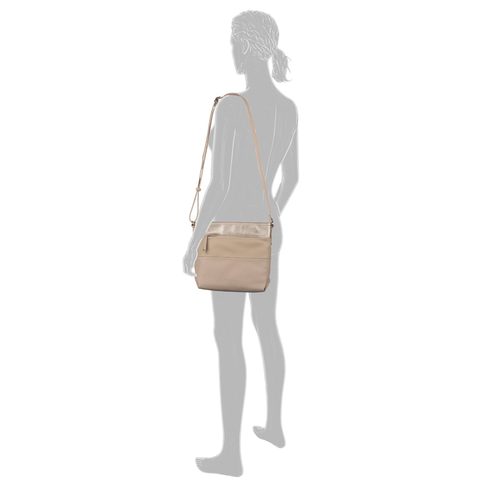 Tom Tailor Umhängetasche Nicolina – PU Handtasche mit Reißverschluss & Fächern – 27,5x10x23 cm mixed taupe