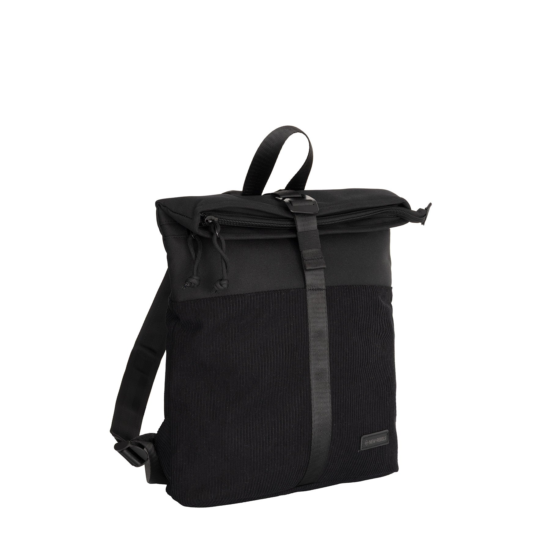 New Rebels Ribbi Roll Up Rolltop City Rucksack Los Angeles Kordoptik schwarz