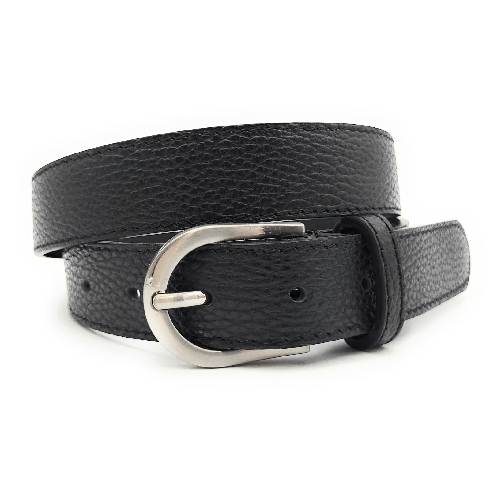 Echtledergürtel Made in Italy – ca. 30 mm breit, kürzbar, Metallschließe, genarbte Oberfläche, 5 Loch Gürtel für Herren & Damen navy blau schwarz