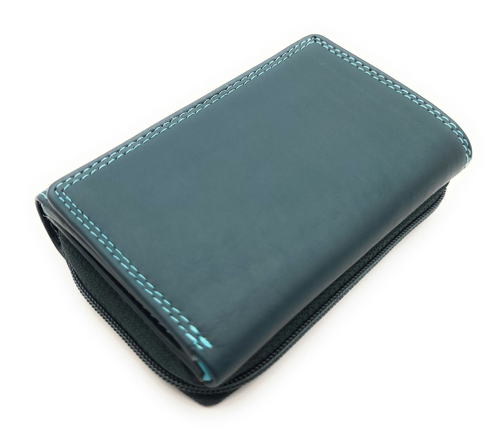 Jockey Club Rio Piccolino Damen Mini Geldbörse Leder RFID-Schutz Münzfach tropische Farben petrol / bunt