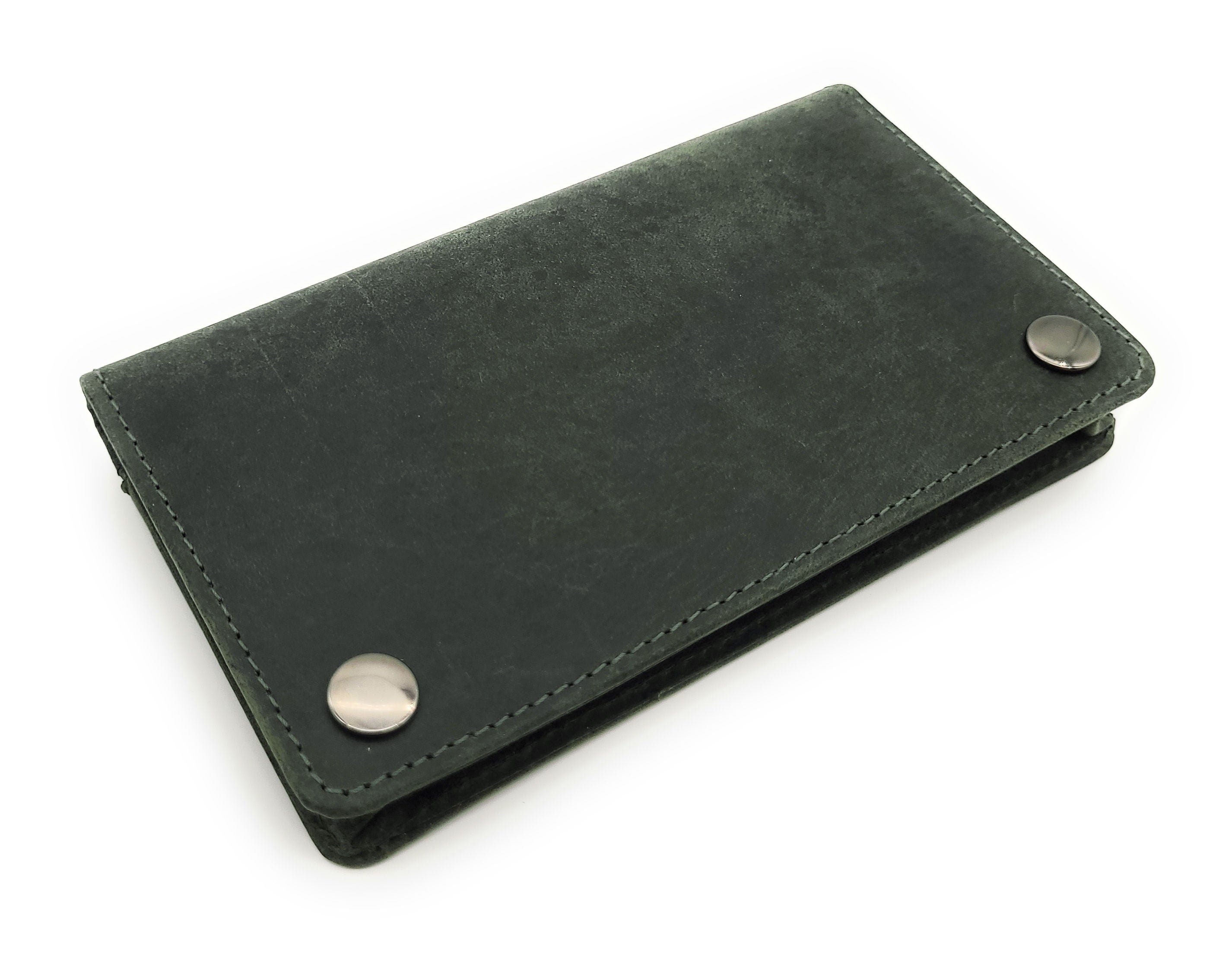 echt Leder Tabakbeutel Tabaktasche Tabak Etui Beutel mit Blättchen Fach grün