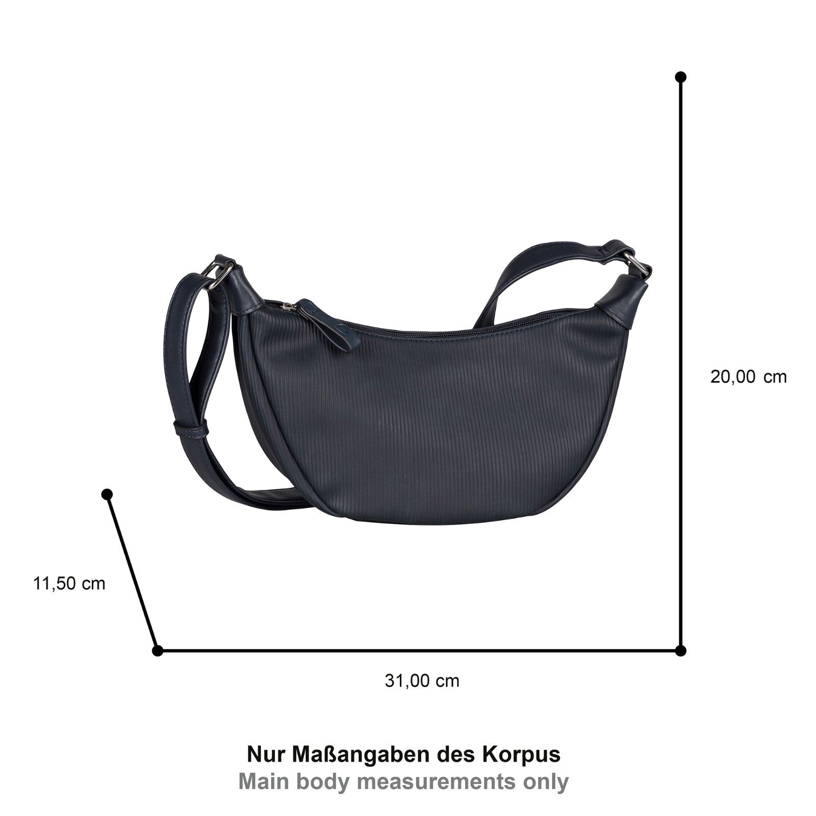 Tom Tailor Denim Liriel Cord Cross Bag M – Damen Umhängetasche aus PU mit Reißverschluss und verstellbarem Schulterriemen Handtasche dark blue