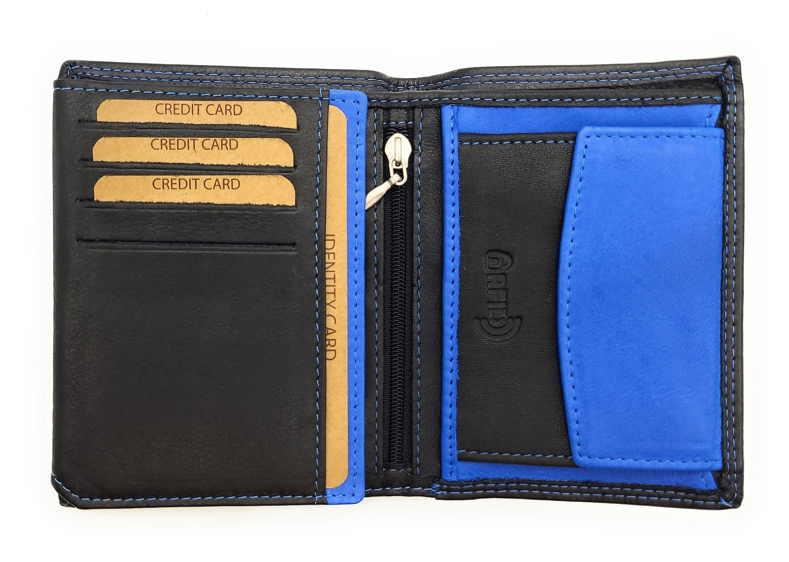 Jockey Club Basic echt Leder Geldbörse Portemonnaie Geldbeutel RFID NFC Schutz schwarz royalblau