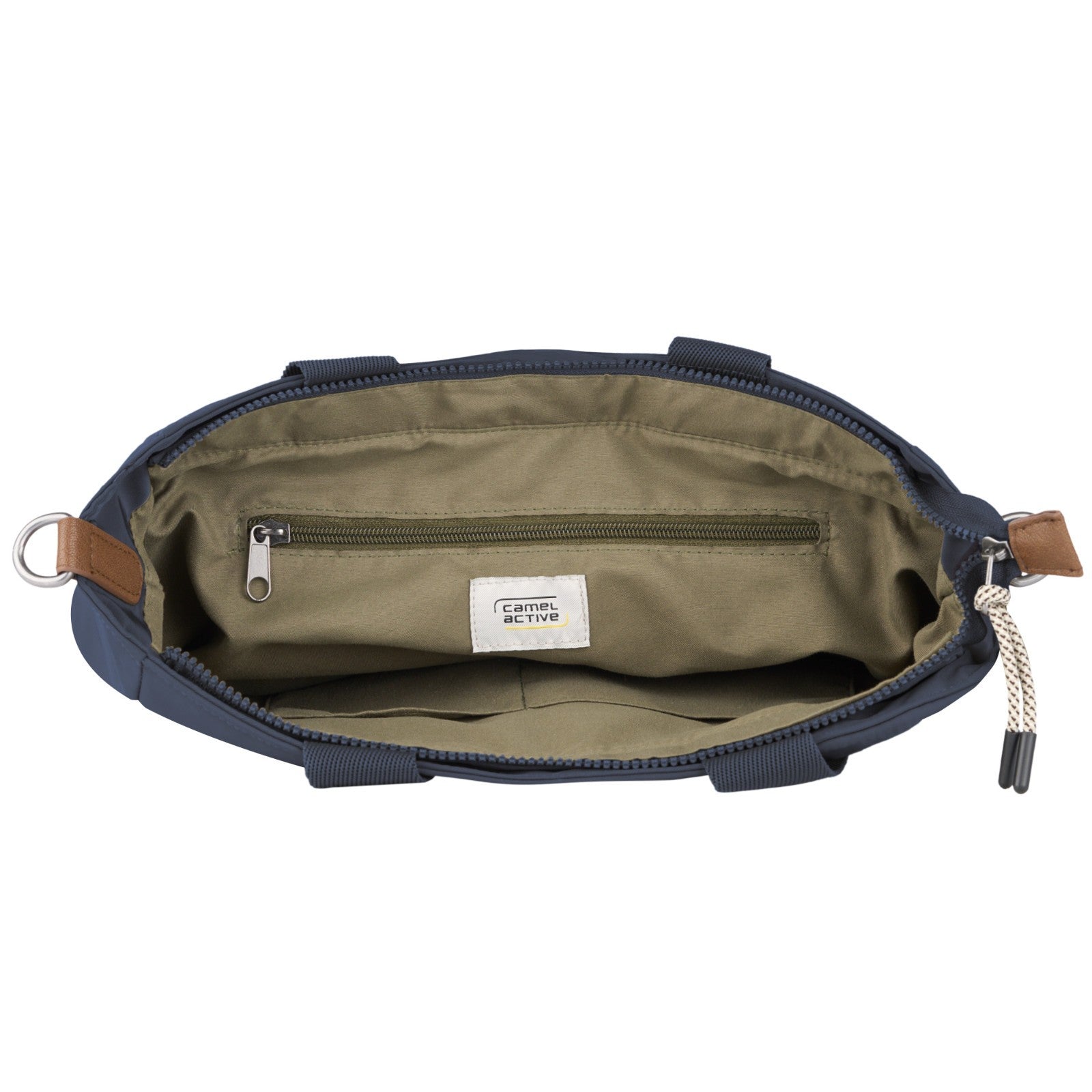 camel active Aurum Shopper Tasche - Nachhaltige Tote Bag aus recyceltem Nylon mit abnehmbarem Schulterriemen blau