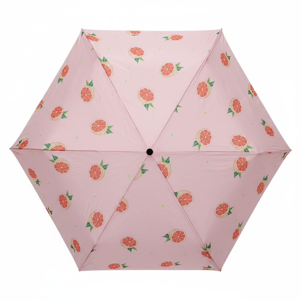 Leichter Regenschirm mit Orangenmotiv – stilvoller Handöffner mit fruchtigem Design