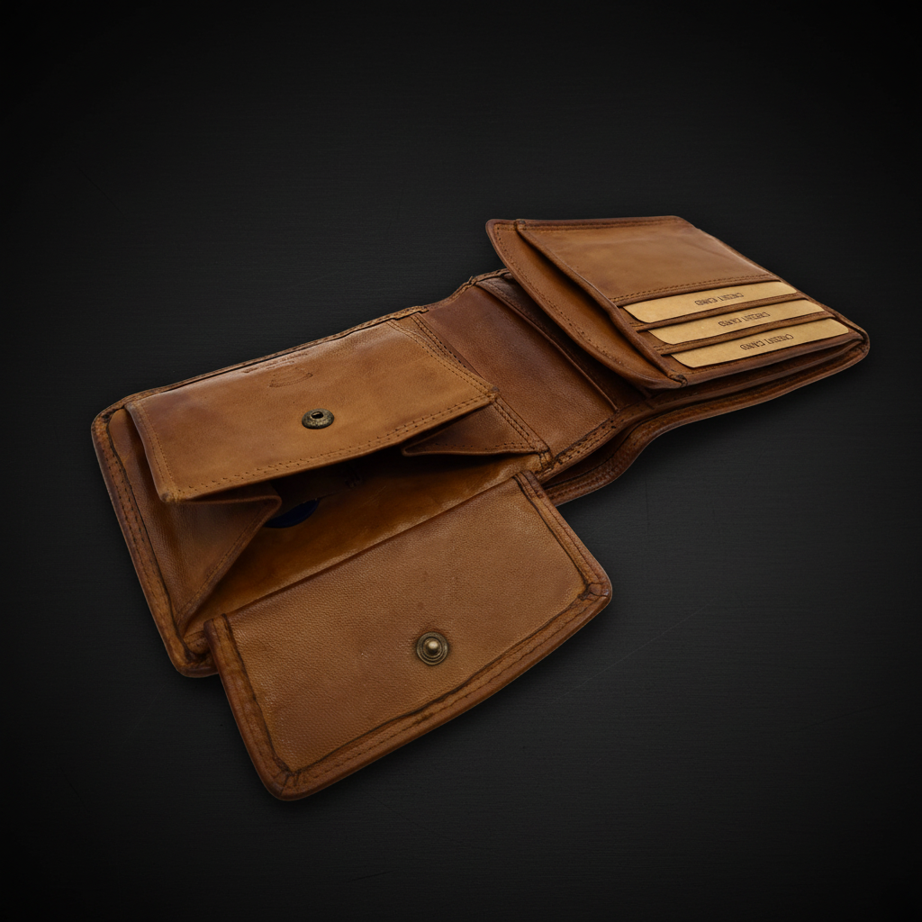 Hill Burry Flache Leder Geldbörse Herren mit RFID Schutz - Cognac Waschleder