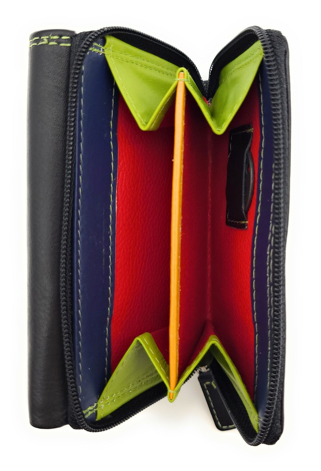Jockey Club Rio Piccolino Damen Mini Geldbörse Leder RFID-Schutz Münzfach tropische Farben schwarz / bunt