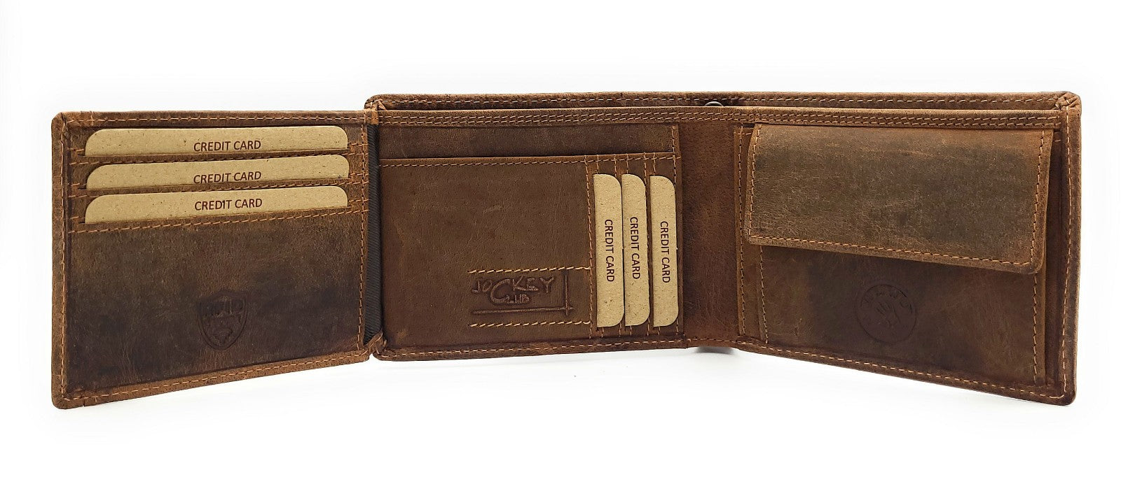 Jockey Club Geldbörse RFID Schutz Büffel Leder - US-Truck Design Handarbeit cognac braun
