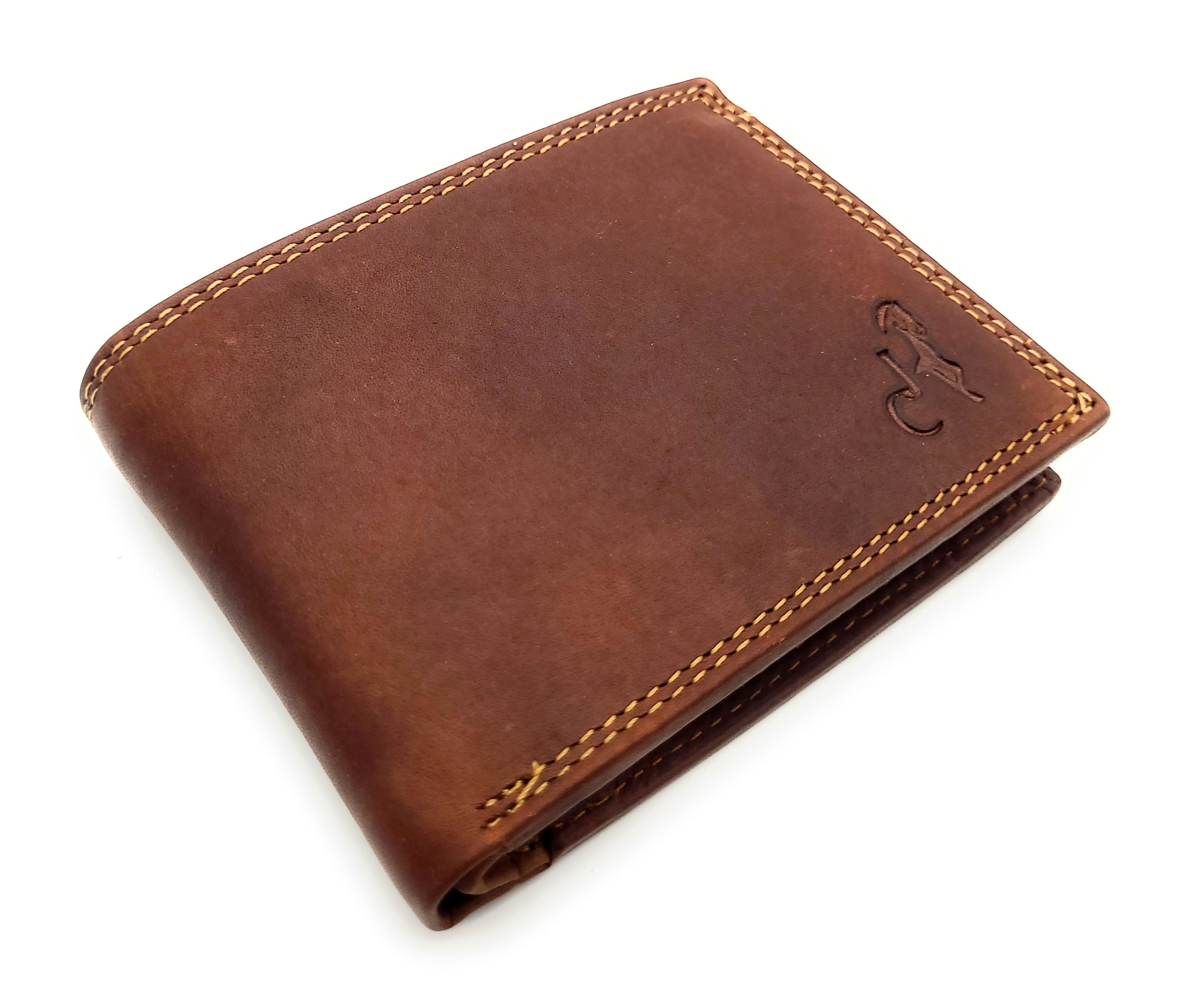 Jockey Club Büffel-Vollleder Geldbörse mit RFID-Schutz – Antik Braun, 6 Kartenfächer