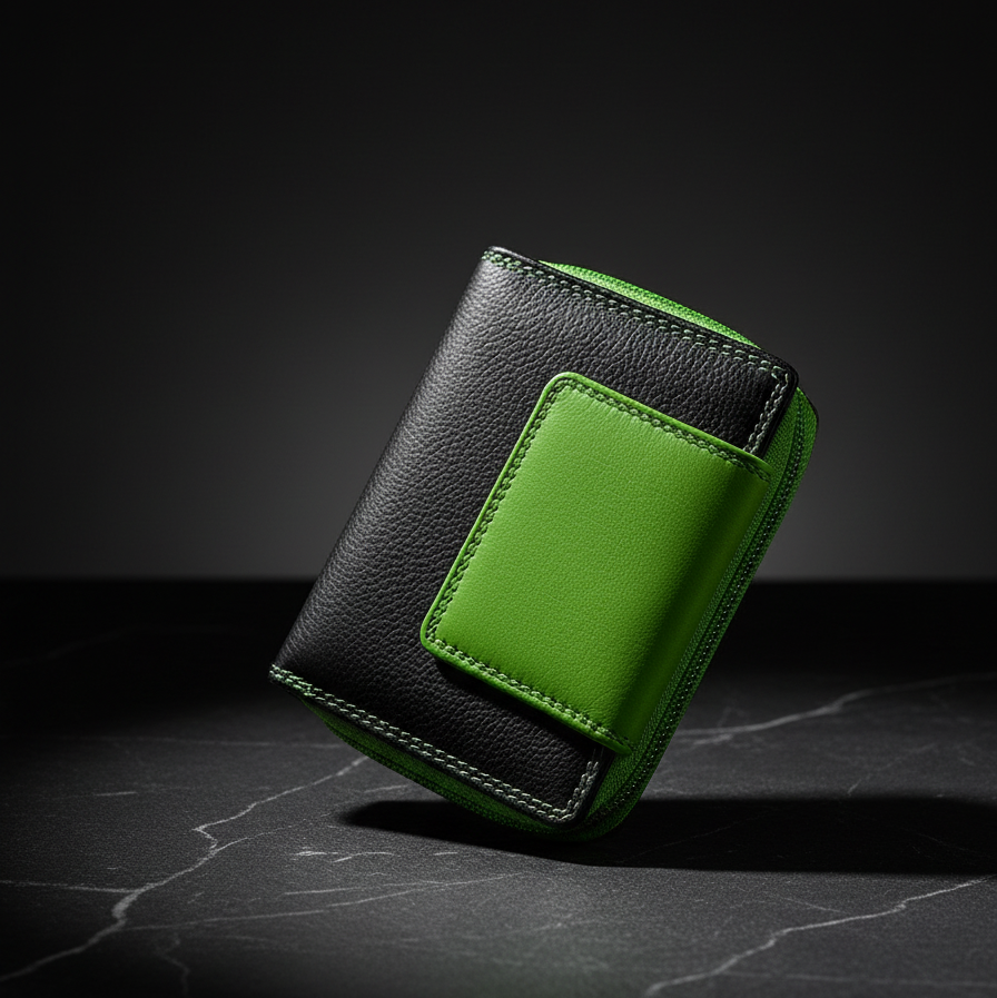 Jockey Club echt Leder Damen Geldbörse Portemonnaie mit RFID Schutz schwarz grün