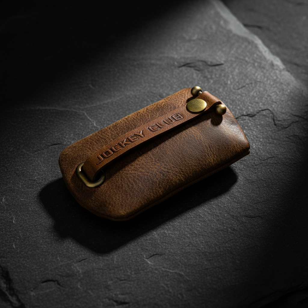 Jockey Club echt Leder Schlüsseletui Schlüsselglocke Büffel-Vollleder cognac braun