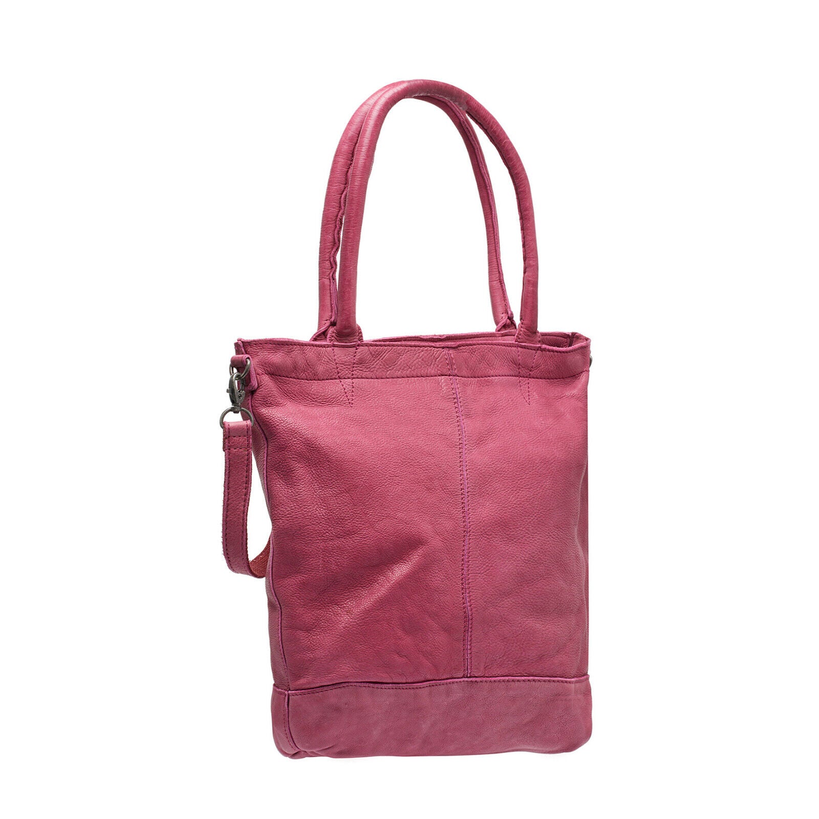 echt Leder Damen Shopper Handtasche Lederhenkel und abnehmbarer Schultergurt Amber fuchsia