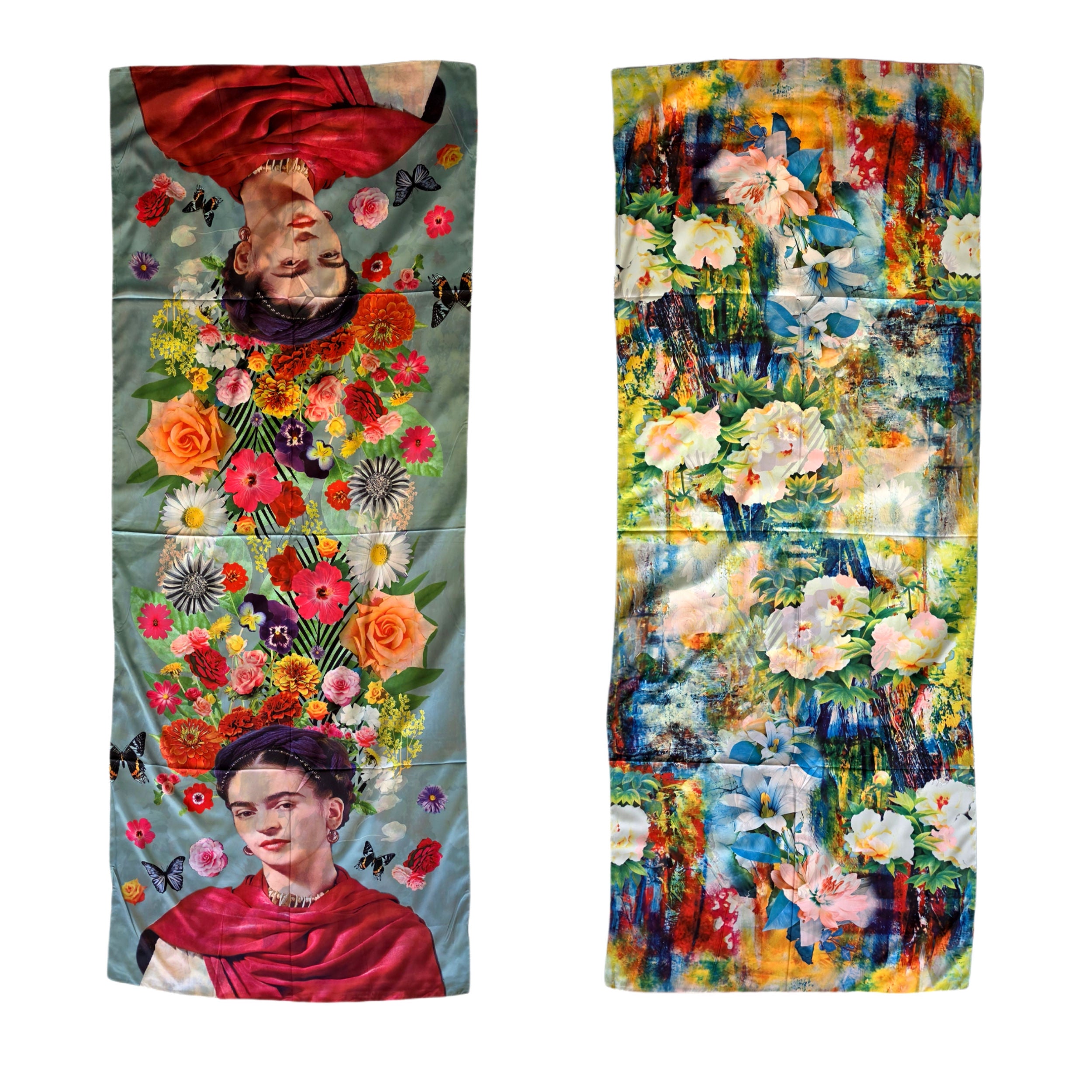 Wendeschal Stola Kunstdruck – Frau & florale Motive – 20% Seide 80% Viskose 180x70 cm