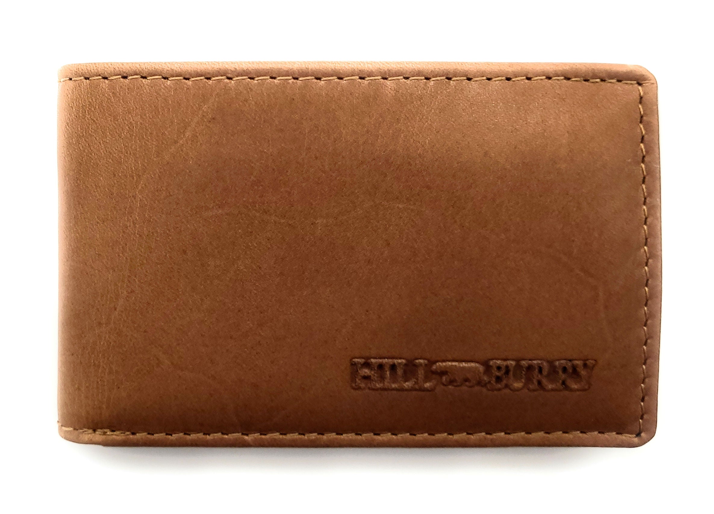 Hill Burry Mini Geldbörse aus Rindleder – RFID Schutz, 6 Kartenfächer & Münzfach braun