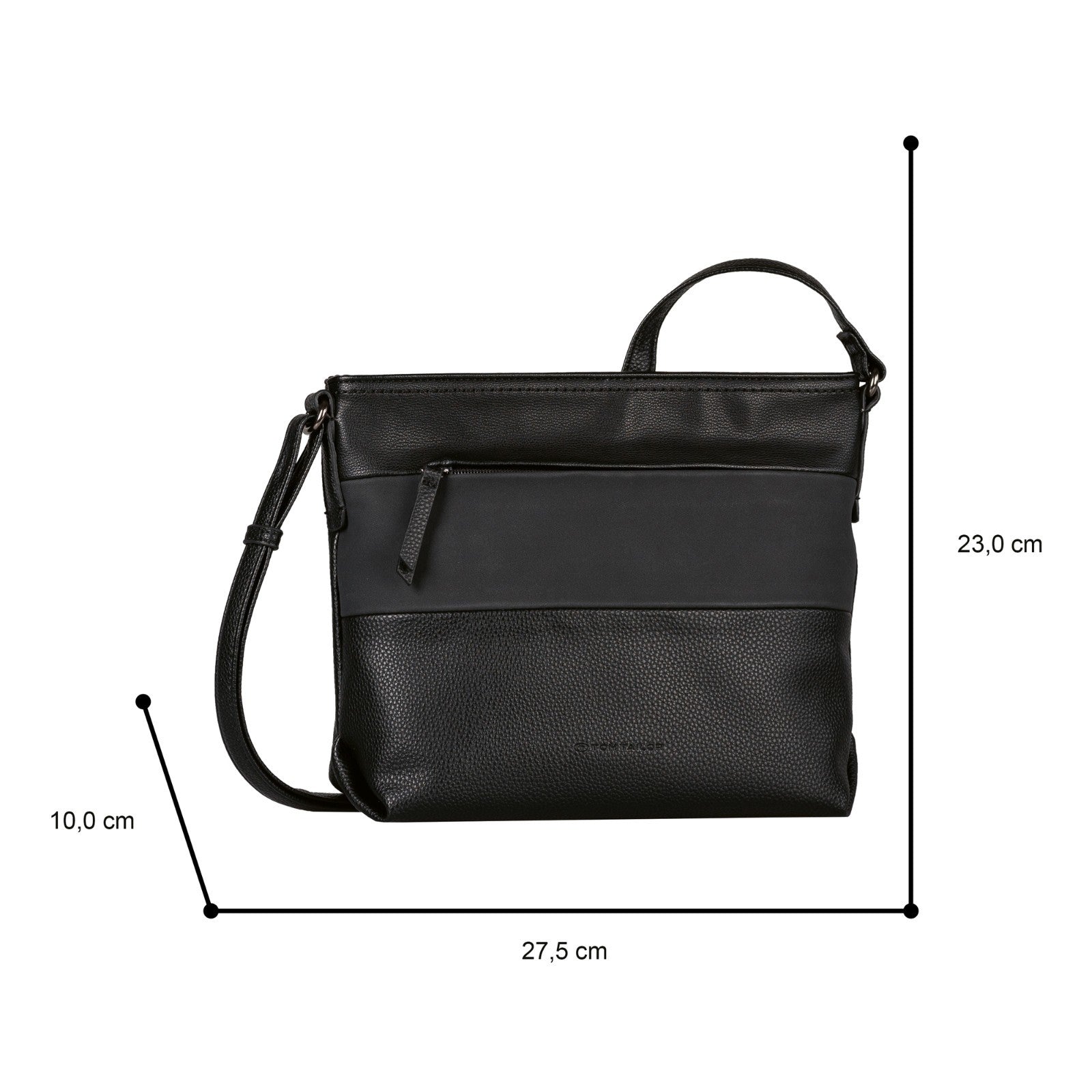 Tom Tailor Umhängetasche Nicolina – PU Handtasche mit Reißverschluss & Fächern – 27,5x10x23 cm mixed black