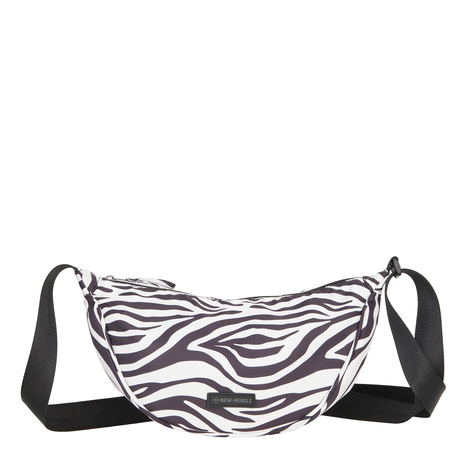 New Rebels Moonbag „Stay Wild" – Crossbody-Tasche mit Zebra-Print, Nylon, 32 × 16 cm