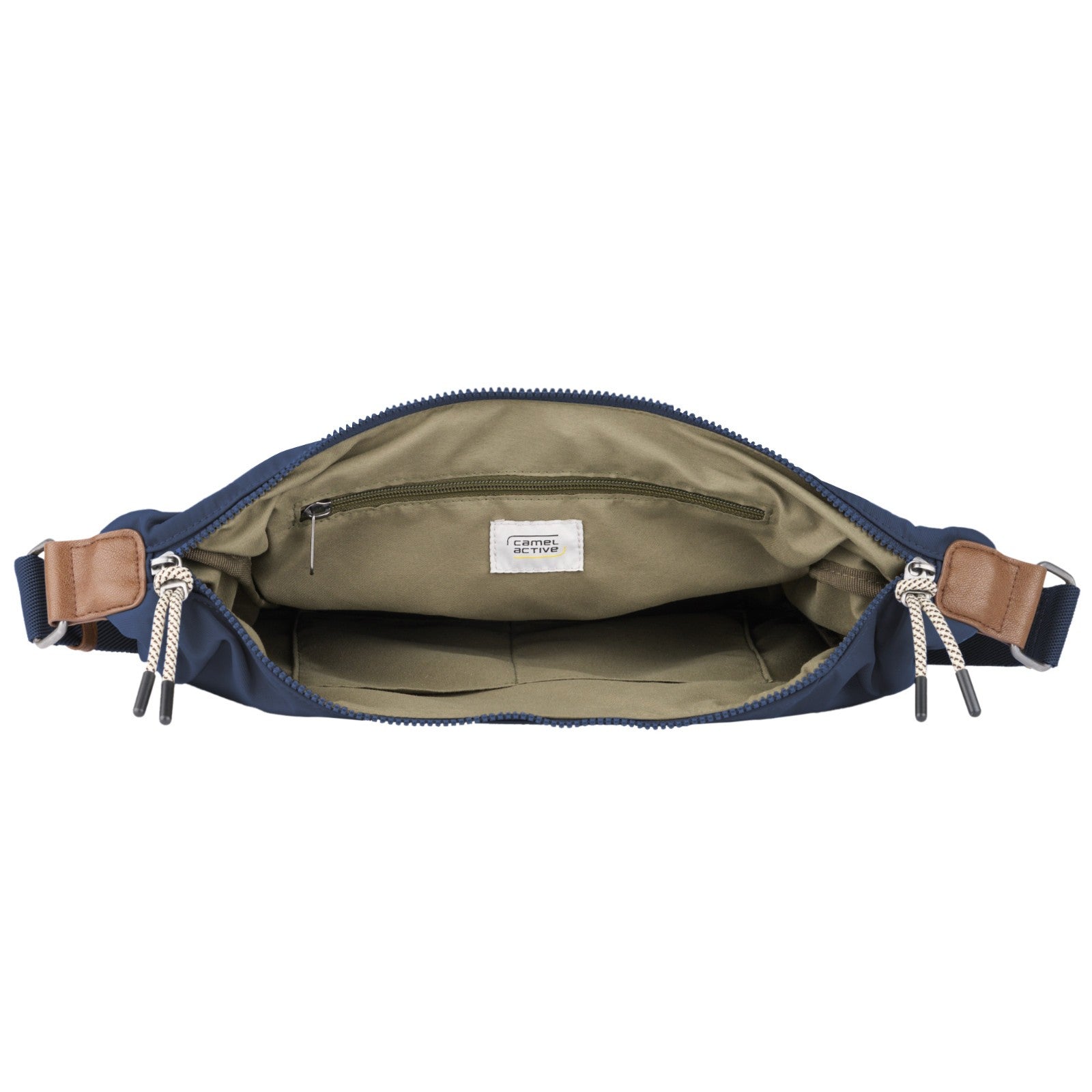 camel active Aurum Hobo Bag - Nachhaltige Beuteltasche aus recyceltem Nylon mit verstellbarem Riemen (40x12x24cm) blau