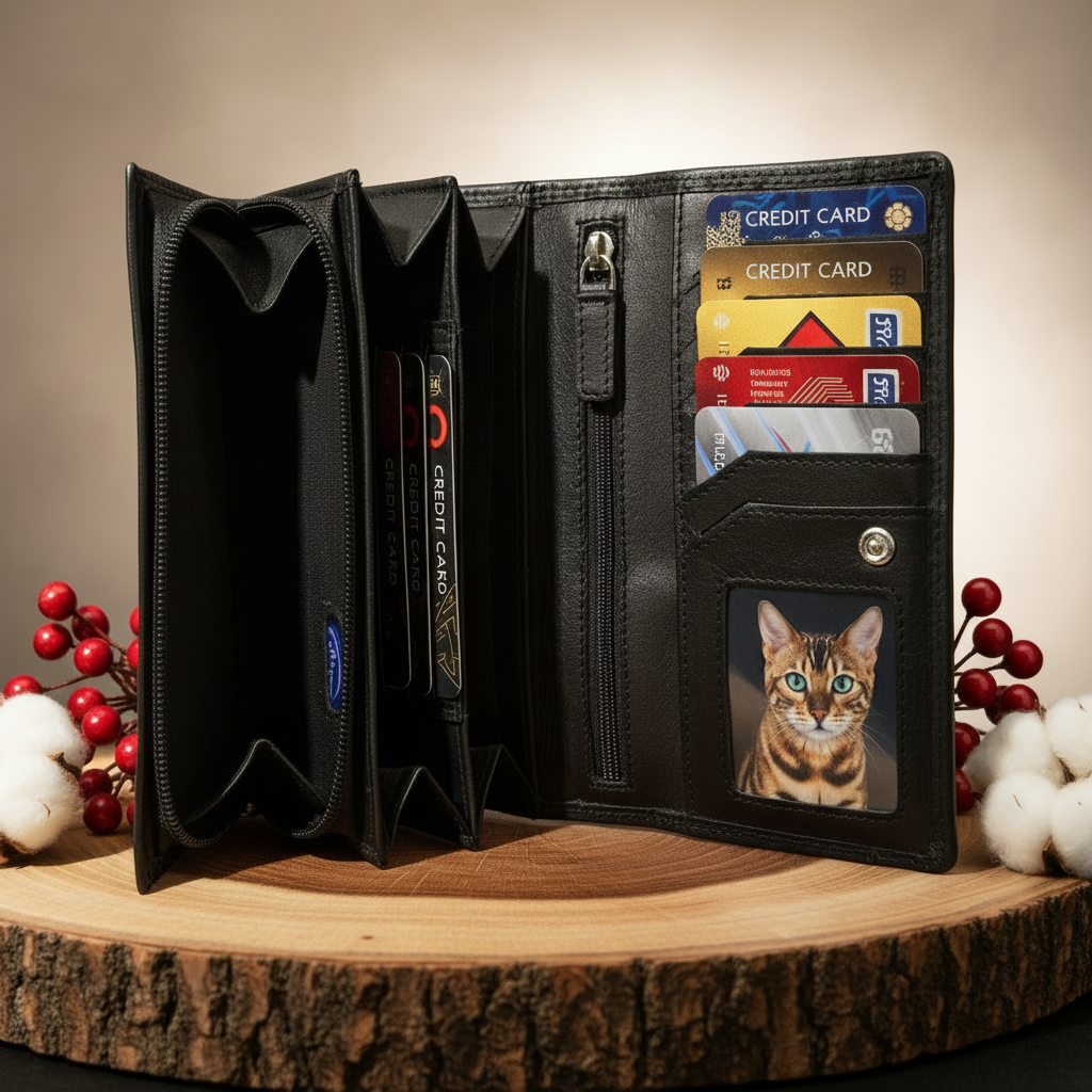 Jockey Club Echt Leder Damen Geldbörse RFID Schutz – Portemonnaie Schwarz – Viele Fächer, Druckknopf, Reißverschluss, großes Münzfach