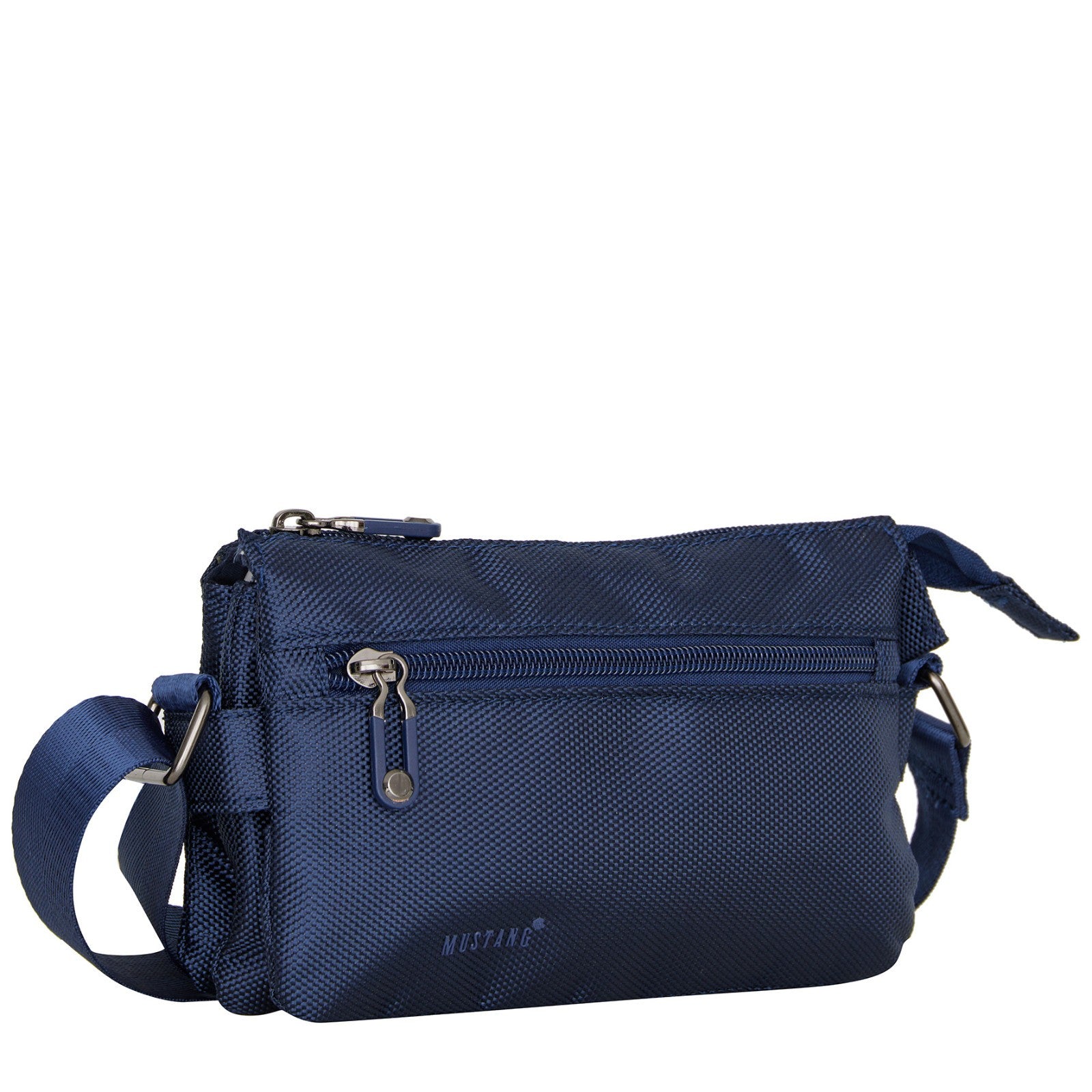 Mustang Umhängetasche Dabas – kleine Schultertasche aus Nylon mit Reißverschlussfächern & verstellbarem Gurt navy blau