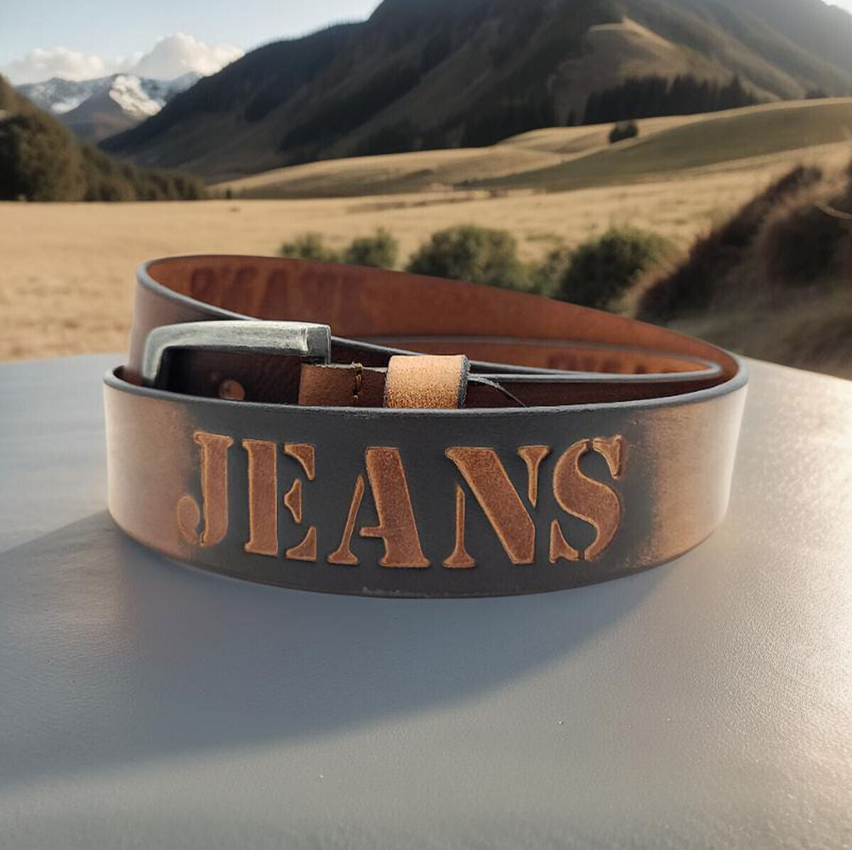 echt Leder Herren Gürtel Ledergürtel Büffelleder Jeansgürtel 90cm braun