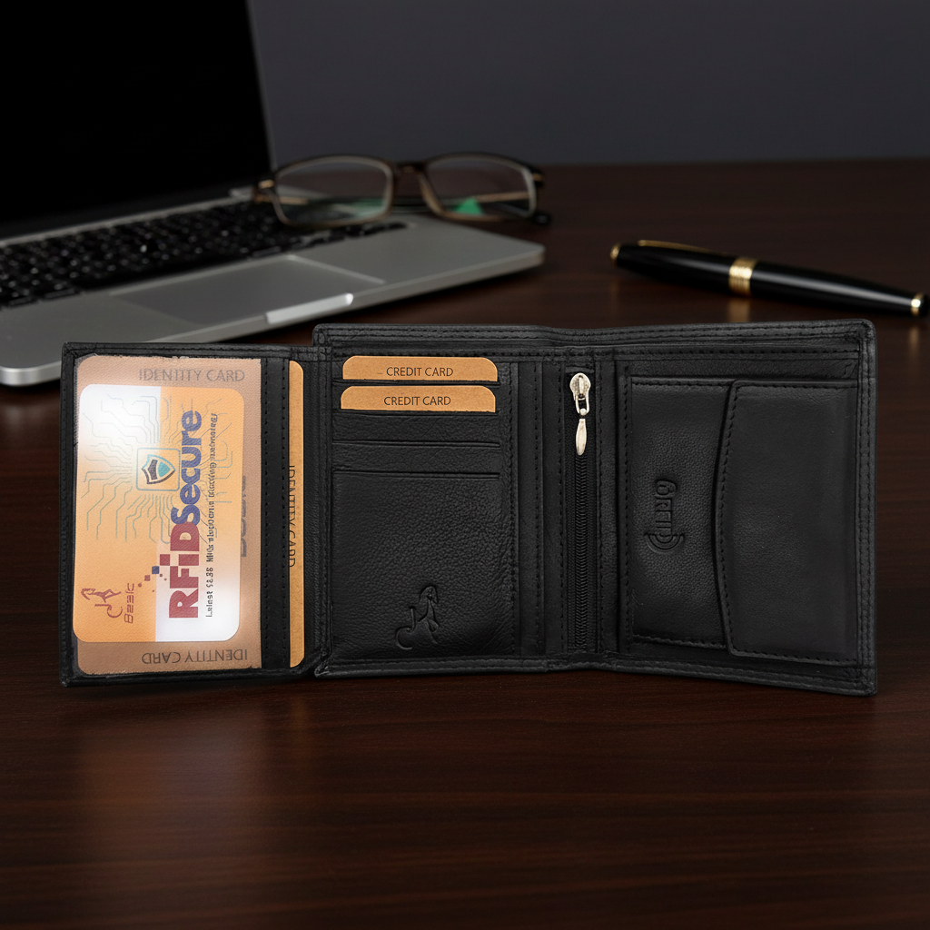 Jockey Club Leder Geldbörse Herren RFID Schutz - Schwarz Portemonnaie