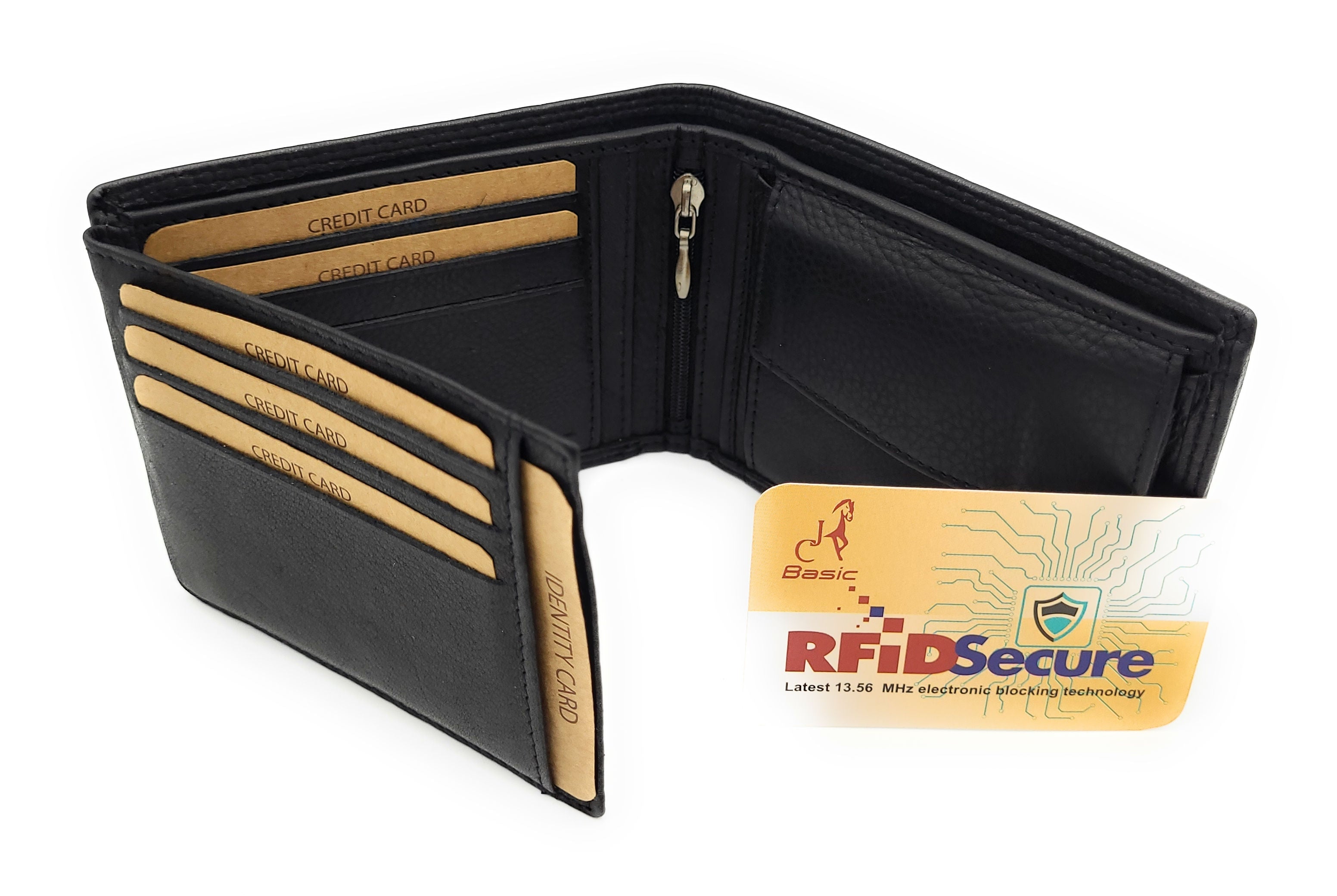 Jockey Club Basic echt Leder Herren Geldbörse Portemonnaie Geldbeutel mit RFID NFC Schutz schwarz