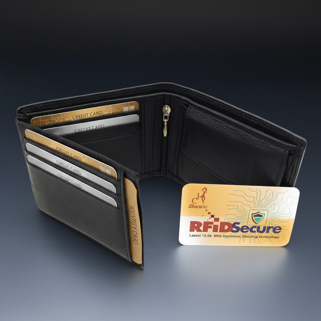 Jockey Club Basic echt Leder Herren Geldbörse Portemonnaie Geldbeutel mit RFID NFC Schutz schwarz