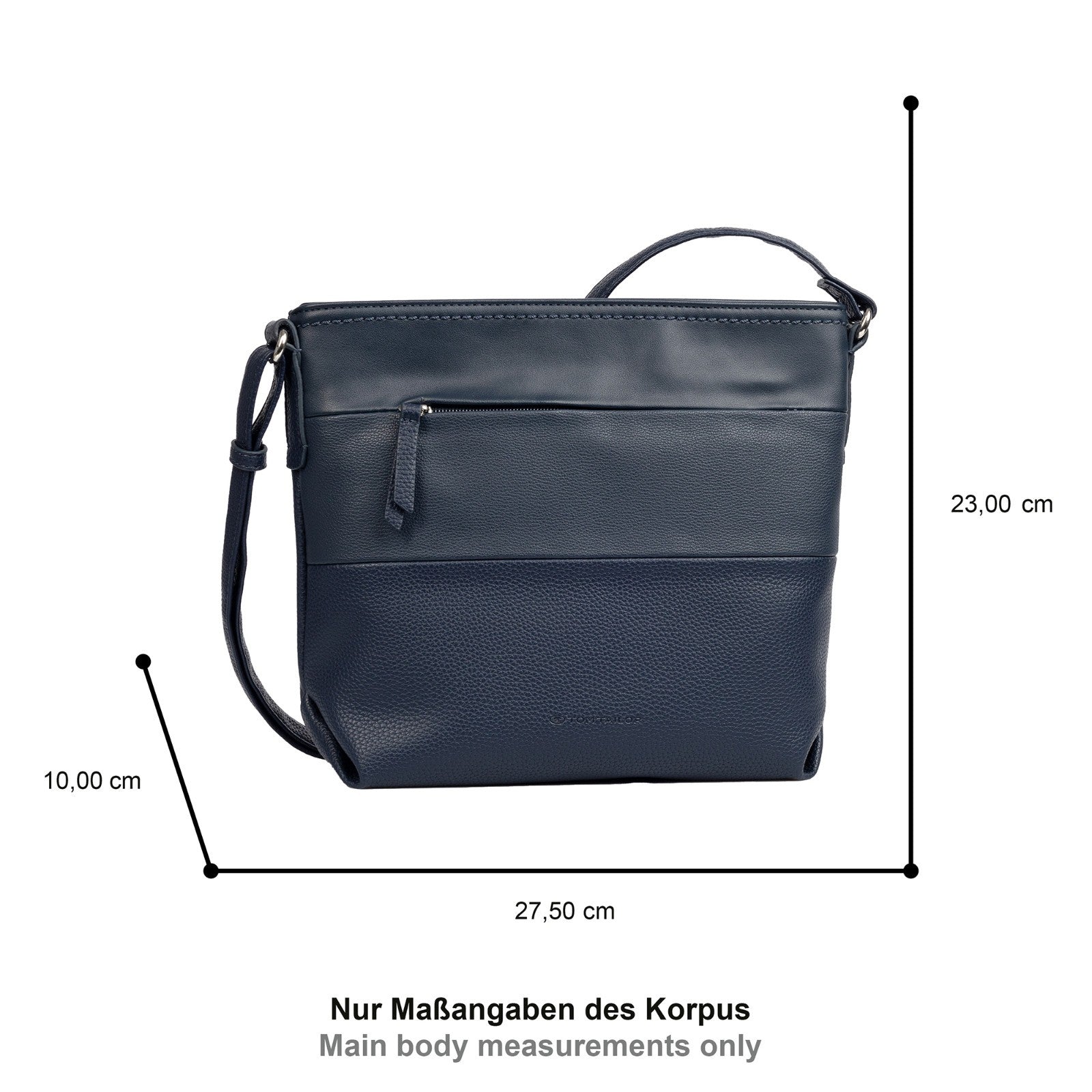 Tom Tailor Umhängetasche Nicolina – PU Handtasche mit Reißverschluss & Fächern – 27,5x10x23 cm dark blue