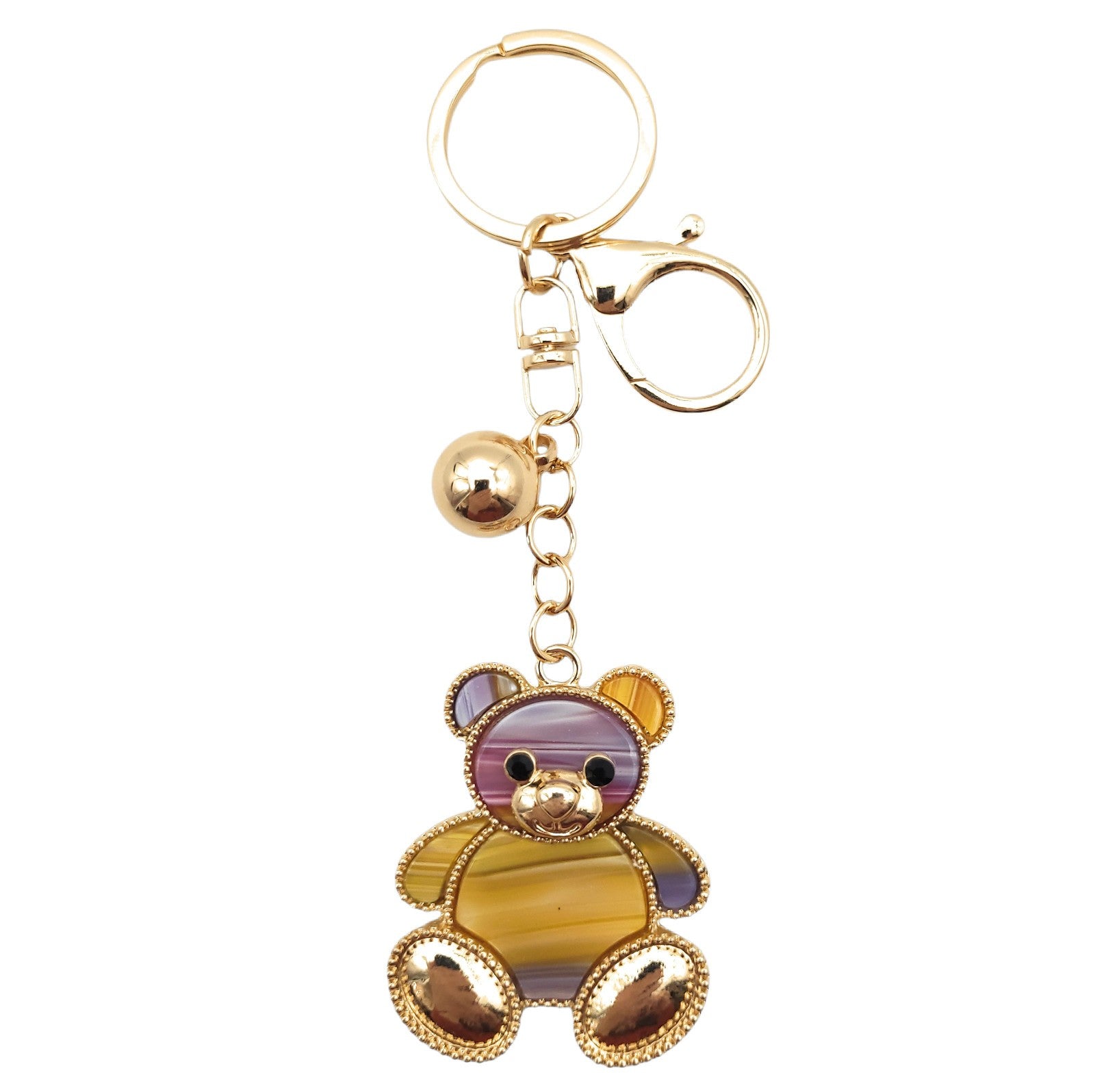 Taschenanhänger Schlüsselanhänger süßer Bär - Metall Charm Gold - Handtaschenschmuck Accessoire für Damen