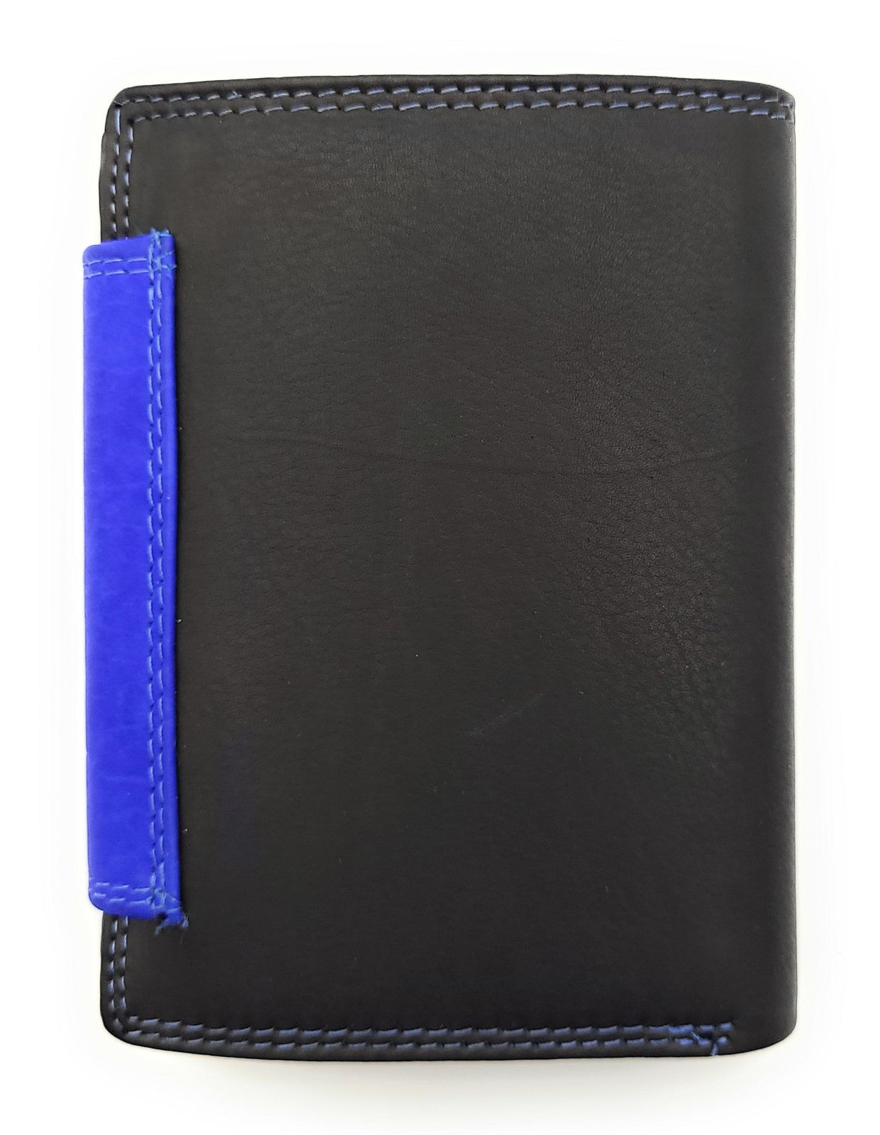 Jockey Club hochwertige Damen Geldbörse aus Echtleder mit RFID Schutz & Diagonalriegel – Handgefertigte Lederbörse mit vielen Fächern schwarz royalblau