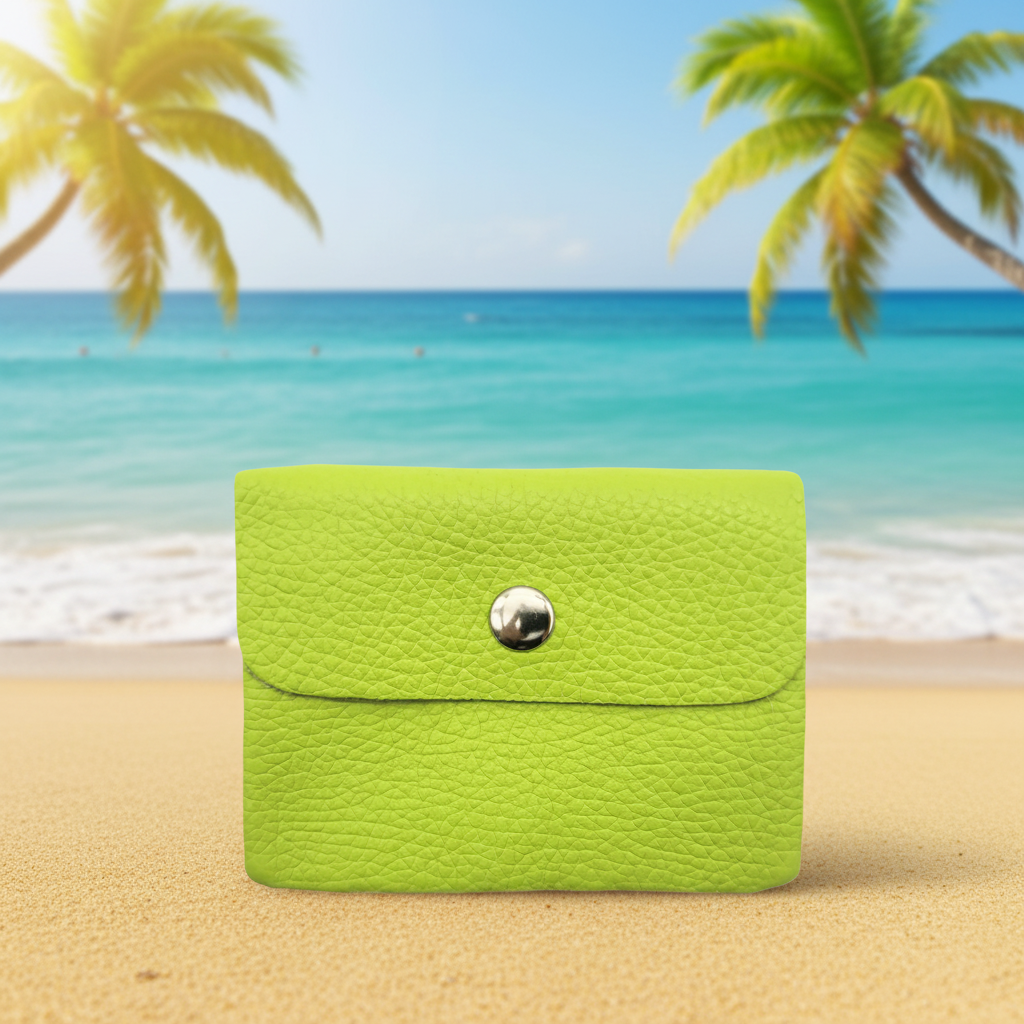 Mini Geldbörse aus echtem Rindleder – kompaktes Leder Portemonnaie Made in Italy limetten-grün