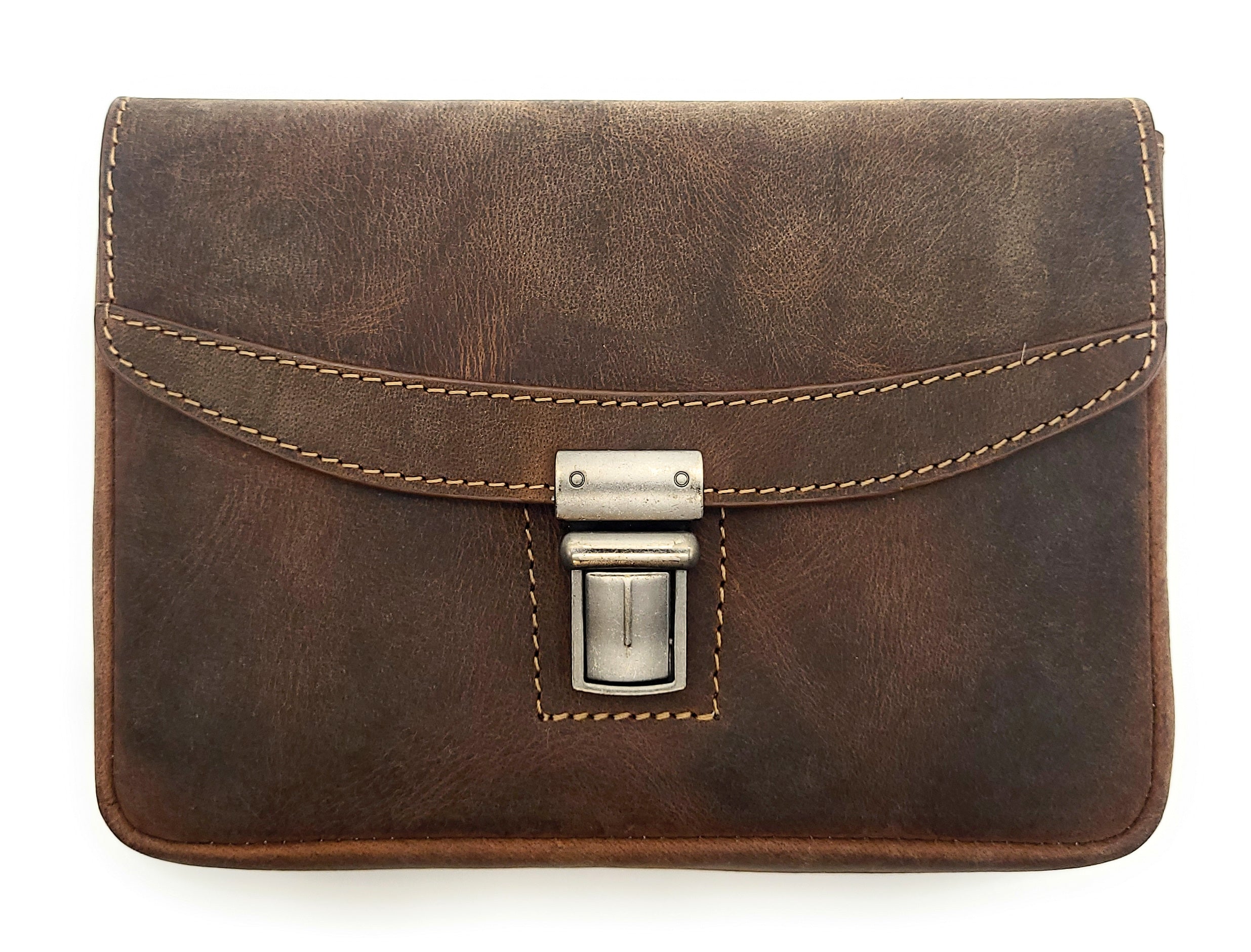 Jockey Club Gürteltasche in Braun - Frontansicht mit Logo