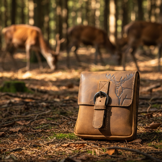 Jockey Club echt Leder Gürteltasche Bikertasche Jagdtasche Hüfttasche Bauchtasche Hirsch Gurt