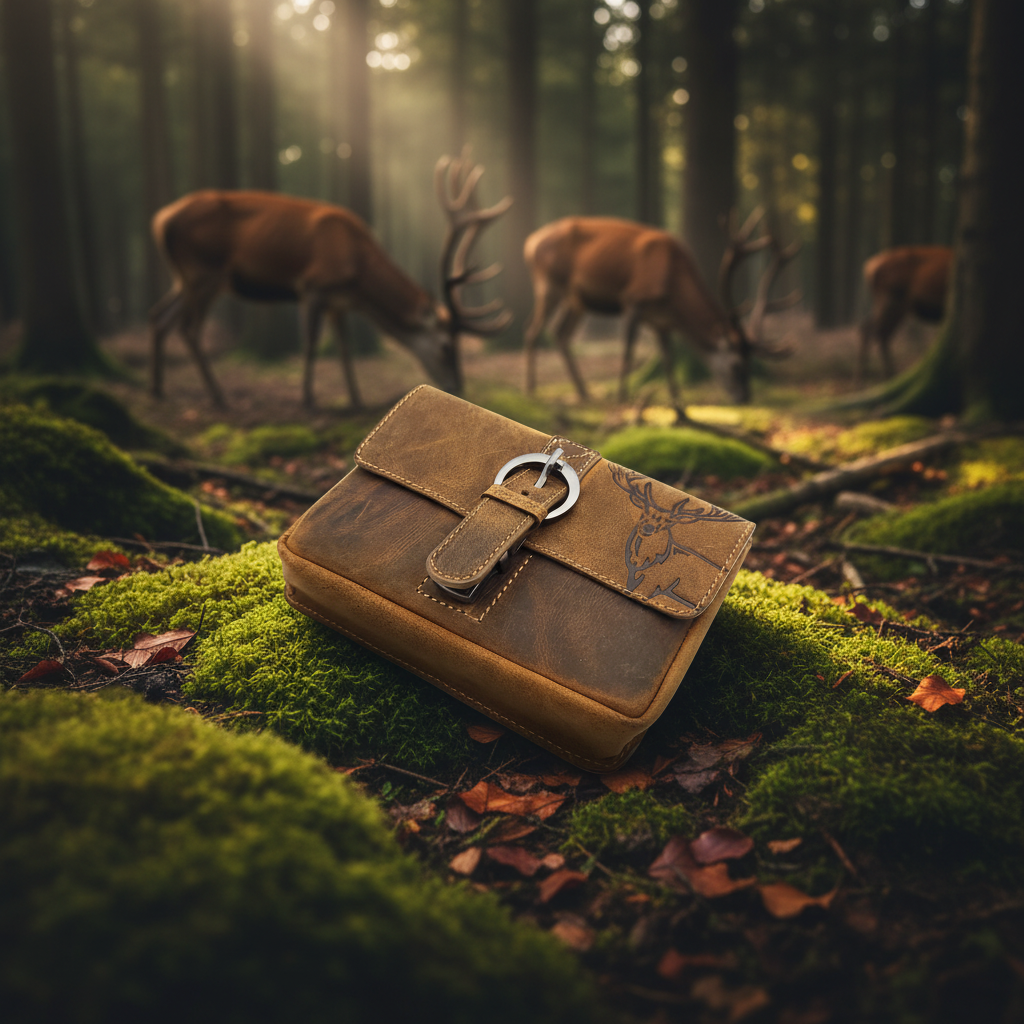 Jockey Club echt Leder Gürteltasche Bikertasche Jagdtasche Hüfttasche Bauchtasche Hirsch Gurt