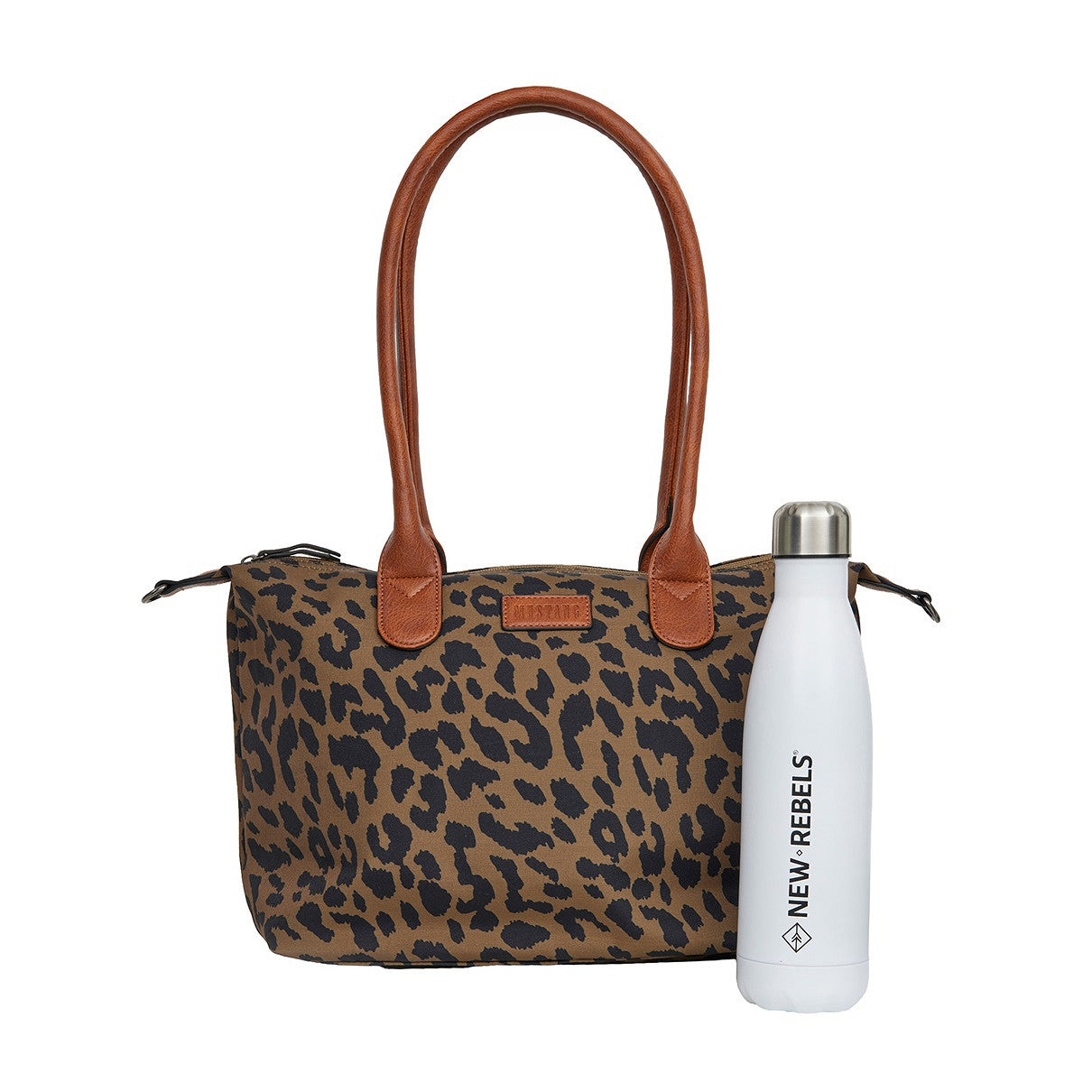 Mustang großer Damen Shopper Handtasche Umhängetasche "Limnos" Leopard brown