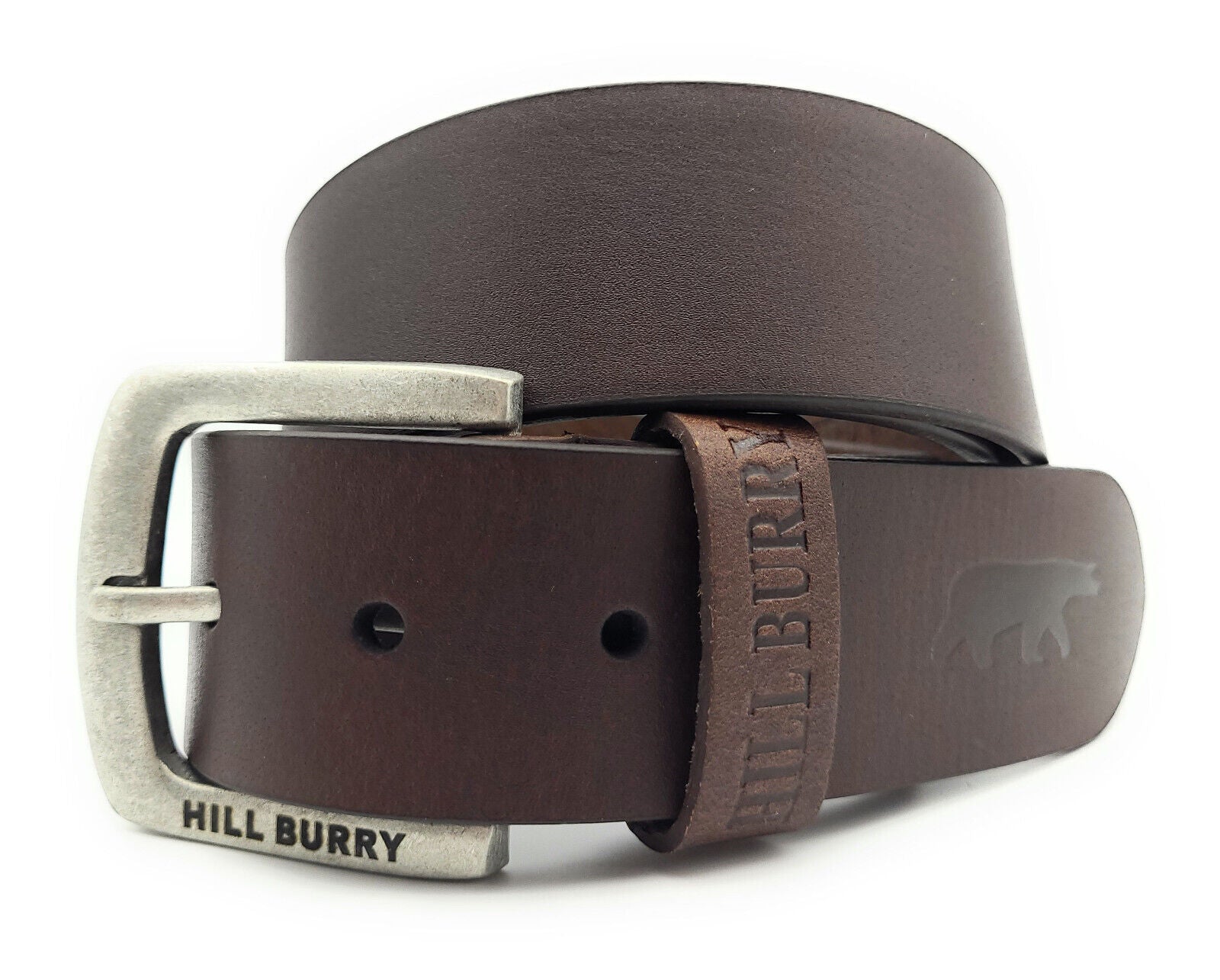Hill Burry echt Leder Herren Gürtel 115cm (Taille) 40mm breit kürzbar Vollleder dunkelbraun